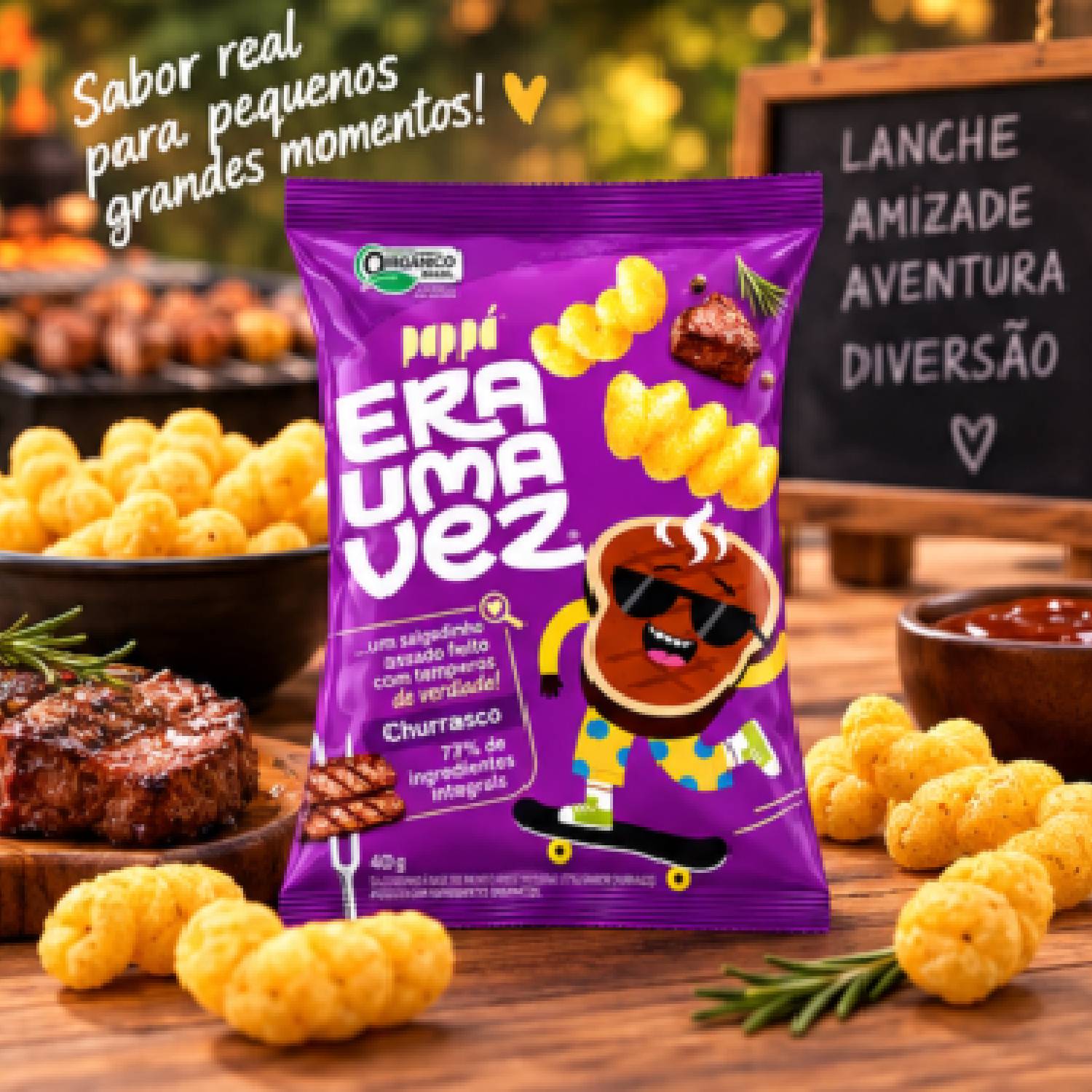 Kit 6 Salgadinho Integral Orgânico Churrasco PAPAPÁ 40g foto 6