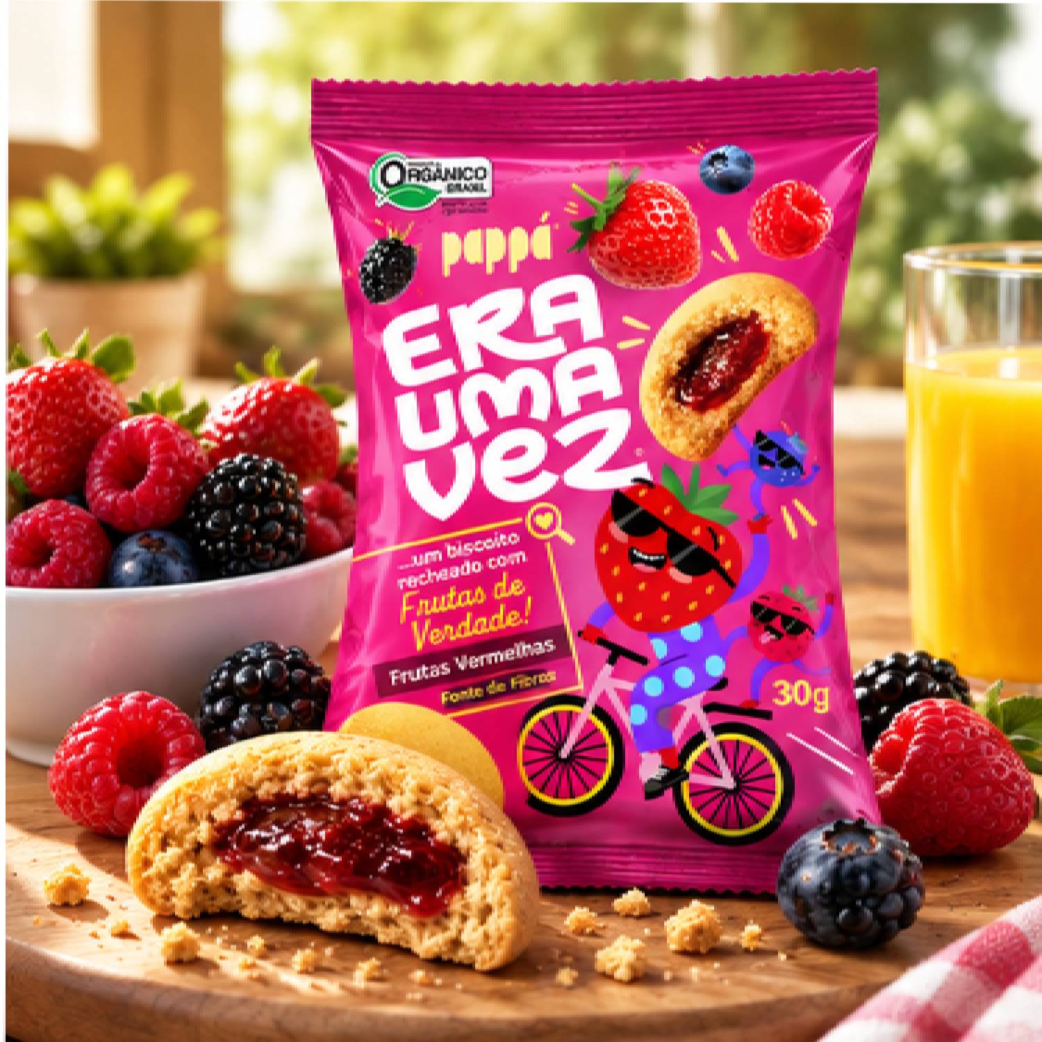 Kit 6 Biscoito Recheado Papapá Frutas Vermelhas 30g foto 5