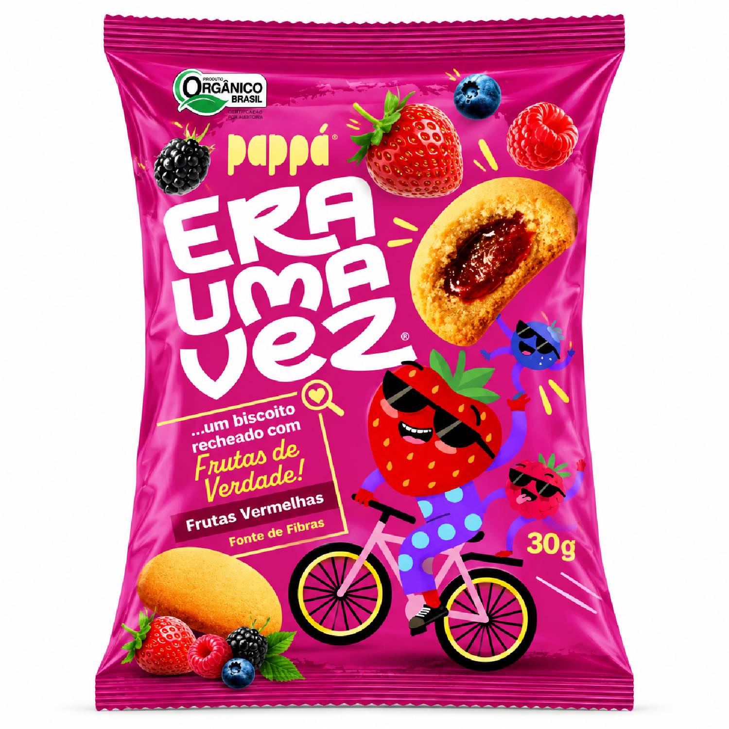 Kit 6 Biscoito Recheado Papapá Frutas Vermelhas 30g foto 9