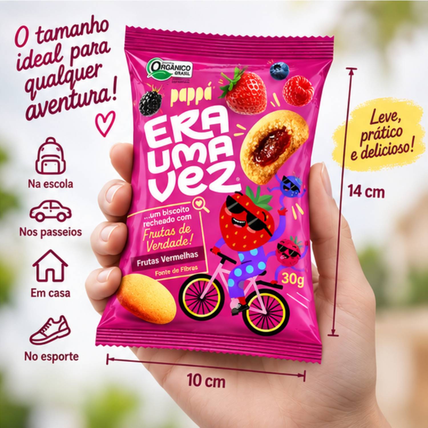 Kit 12 Biscoito Recheado Papapá Frutas Vermelhas 30g foto 8