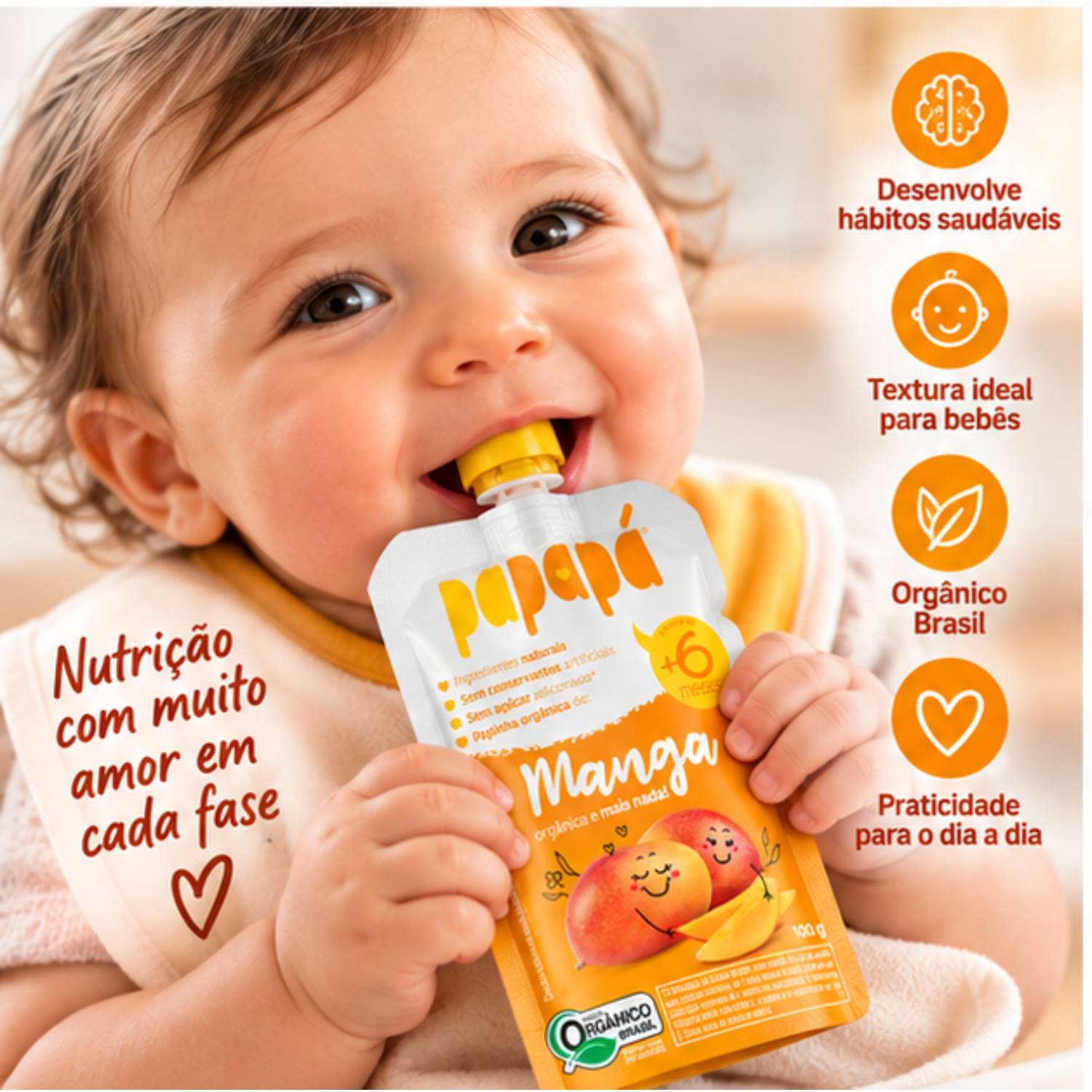 Kit 6 Papinha Orgânica Manga PAPAPÁ 100g foto 4