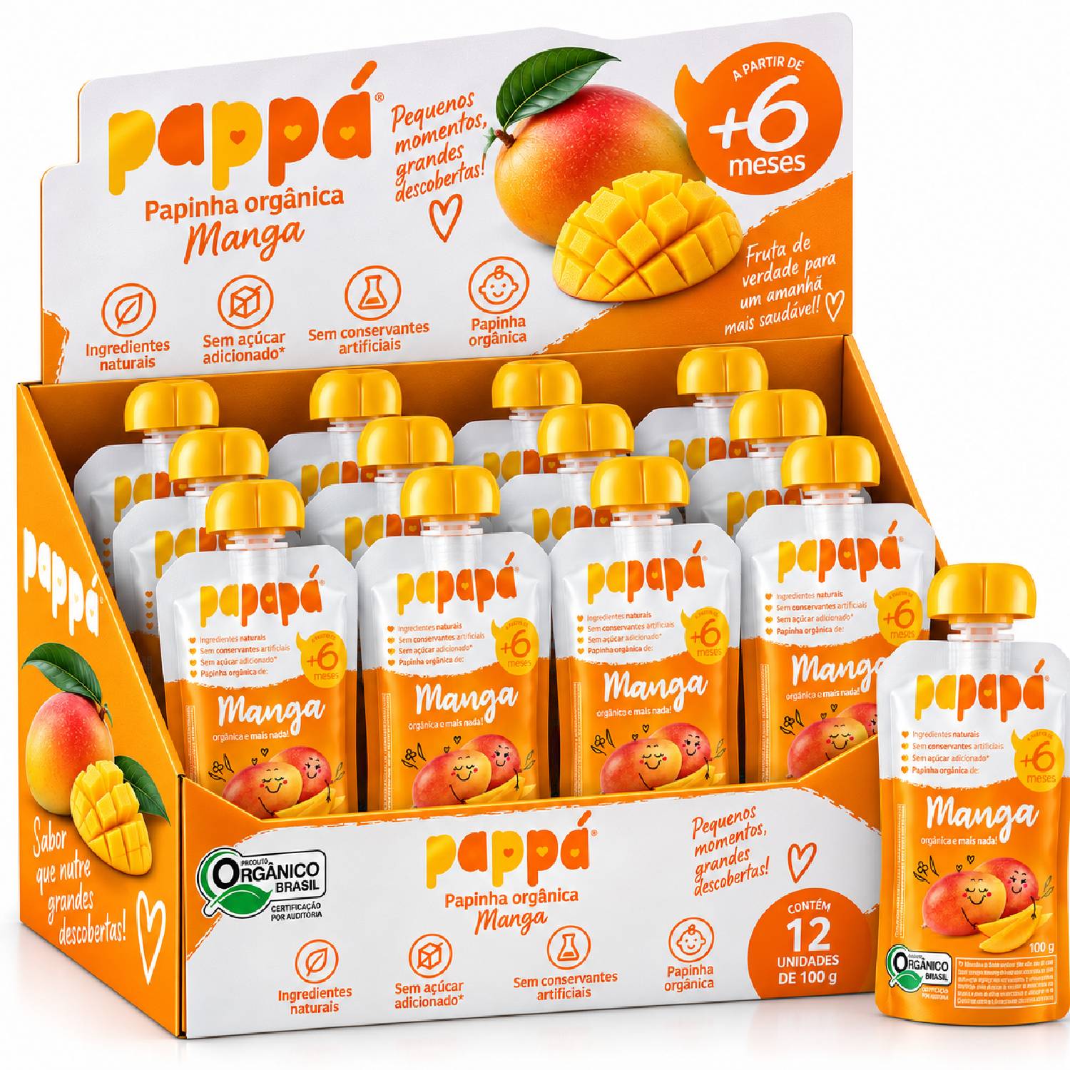 Kit 12 Papinha Orgânica Manga PAPAPÁ 100g