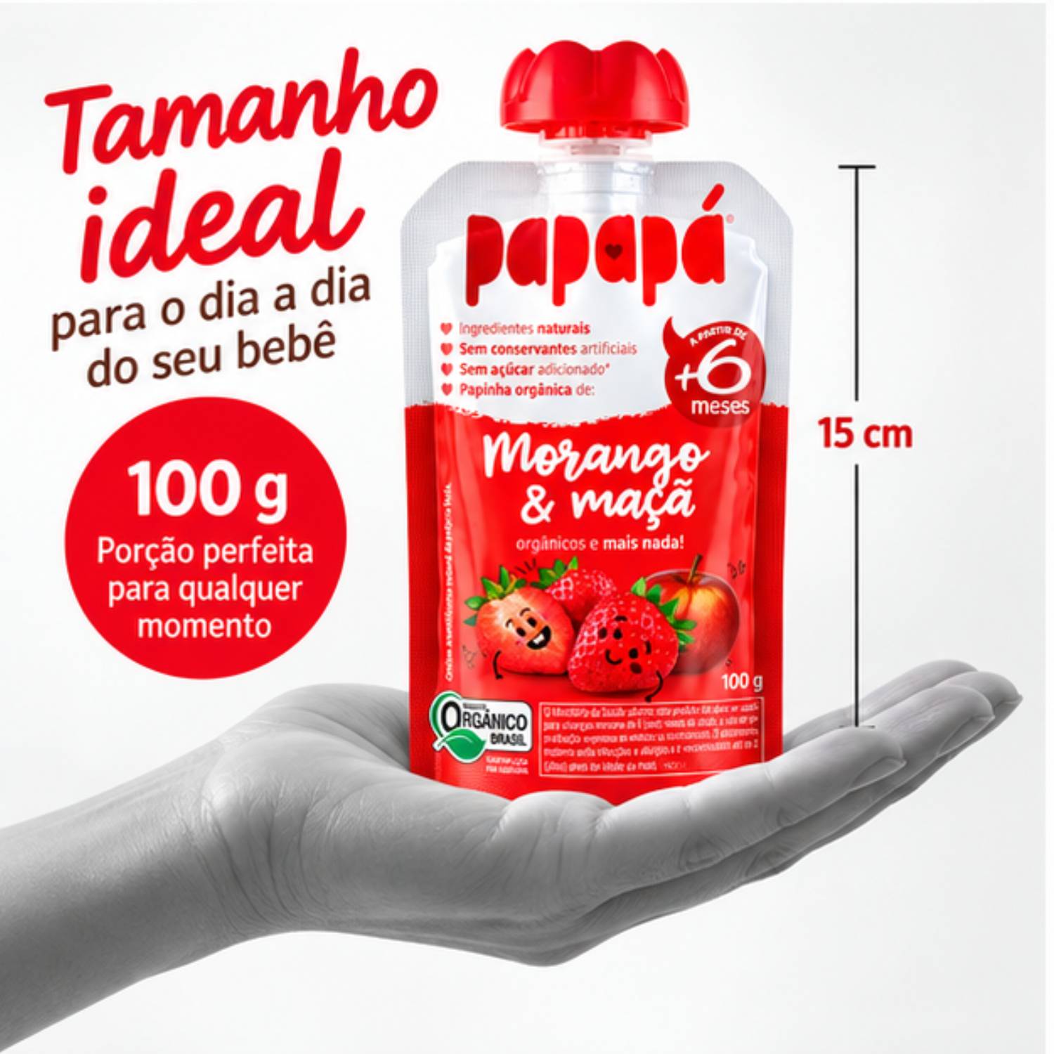 Papinha Orgânica Morango e Maçã PAPAPÁ 100g foto 4