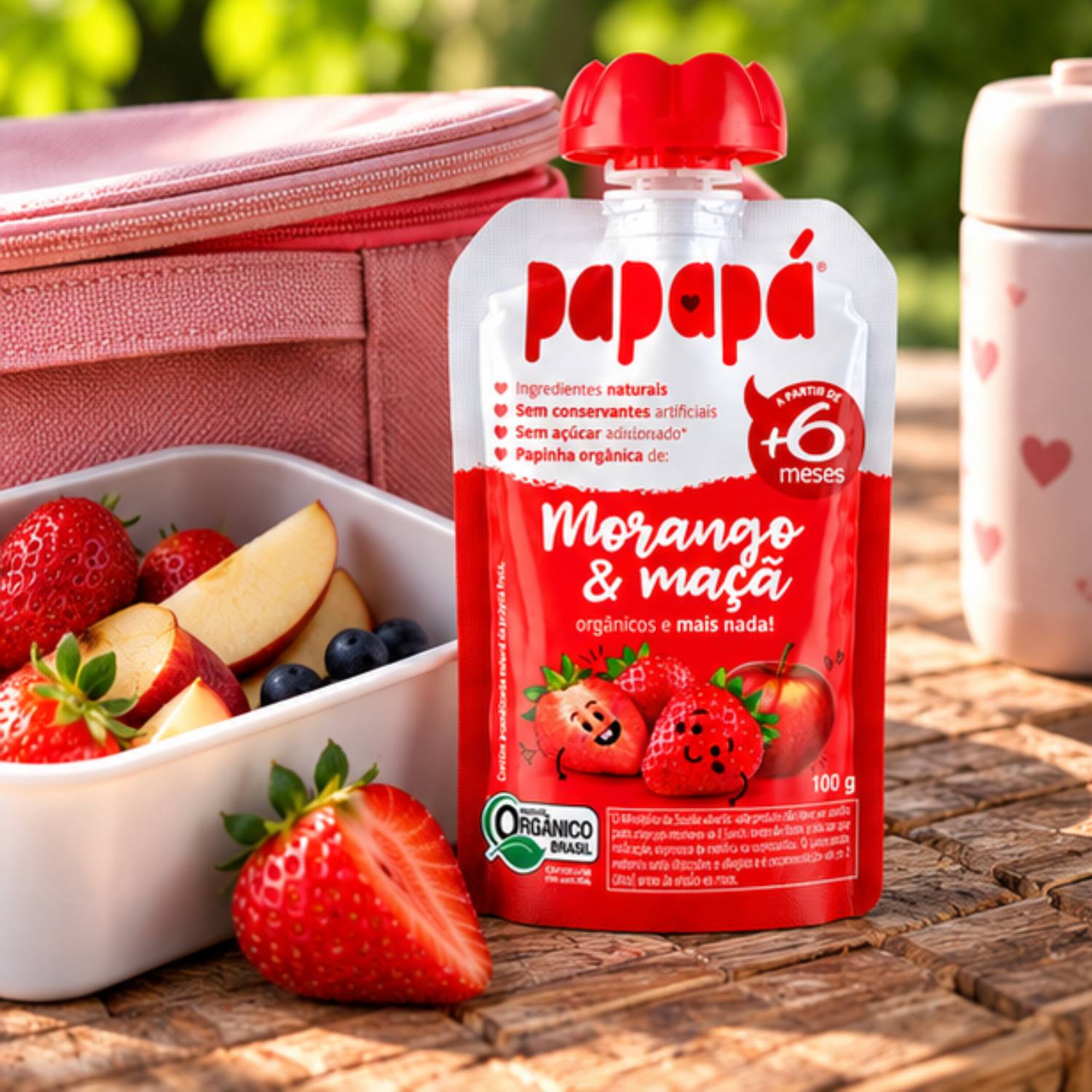 Kit 6 Papinha Orgânica Morango e Maçã PAPAPÁ 100g foto 9
