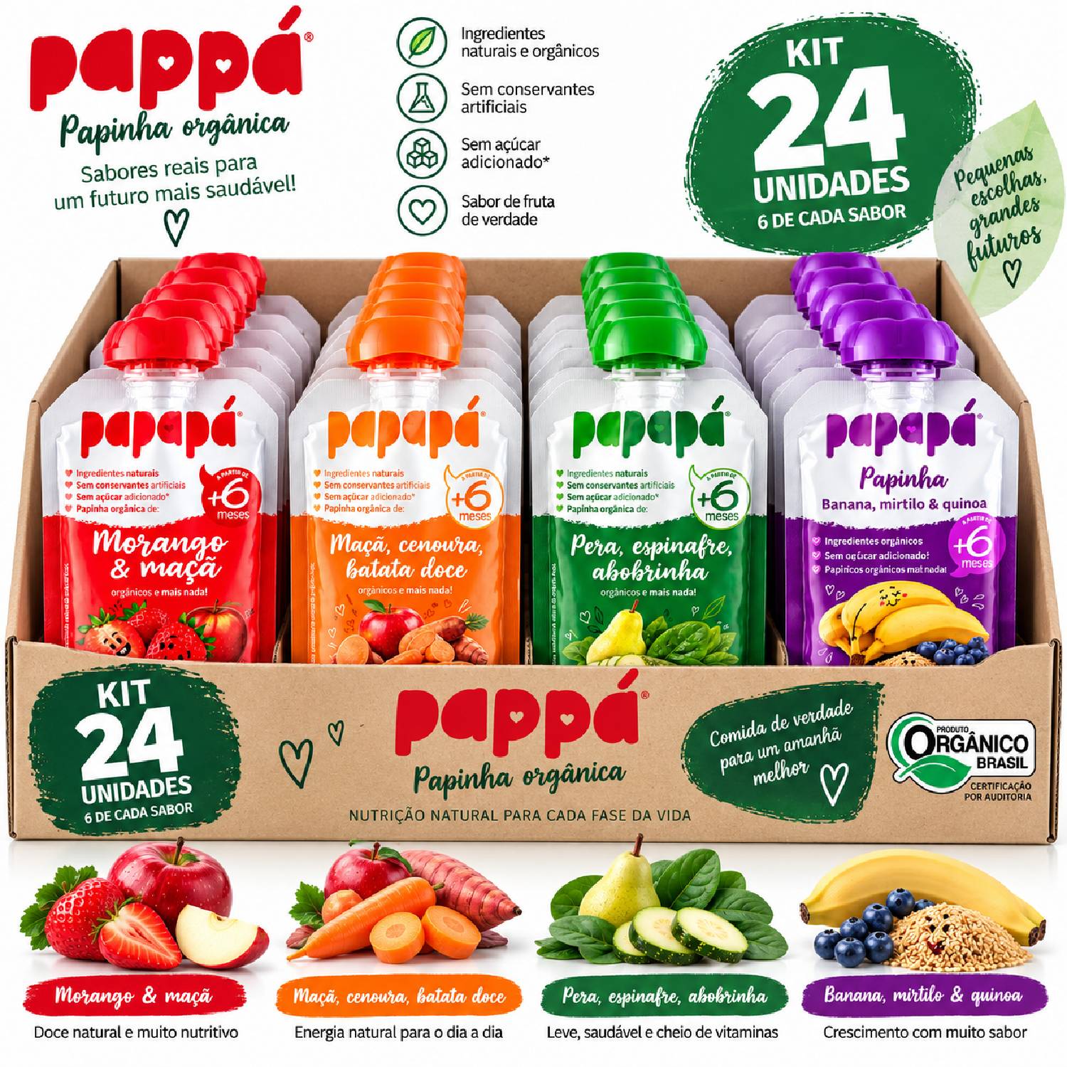 Kit Misto 24 Papinhas Orgânicas PapaPá 100g - 4 Sabores foto 7