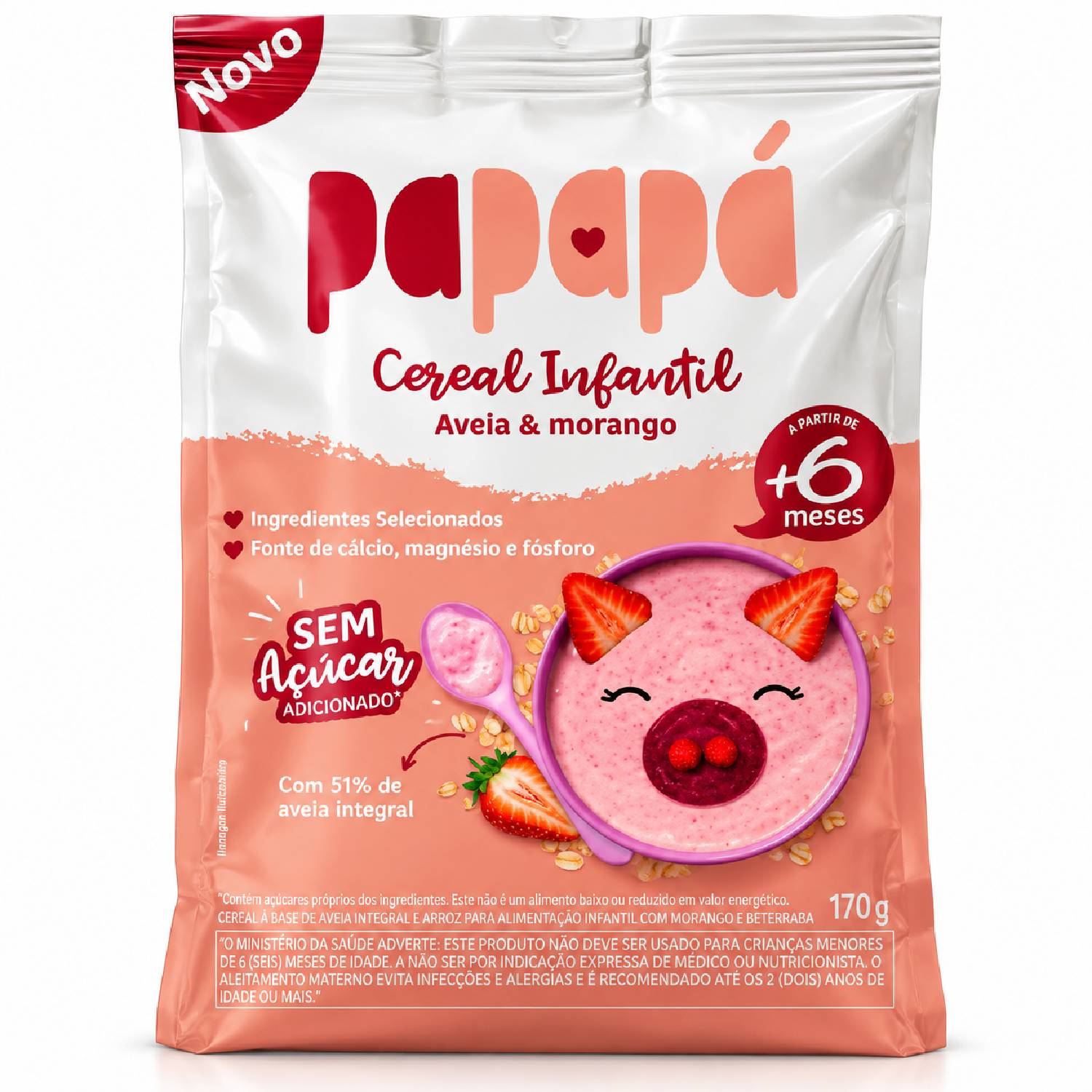 Cereal Infantil Aveia Morango e Beterraba PAPAPÁ 170g