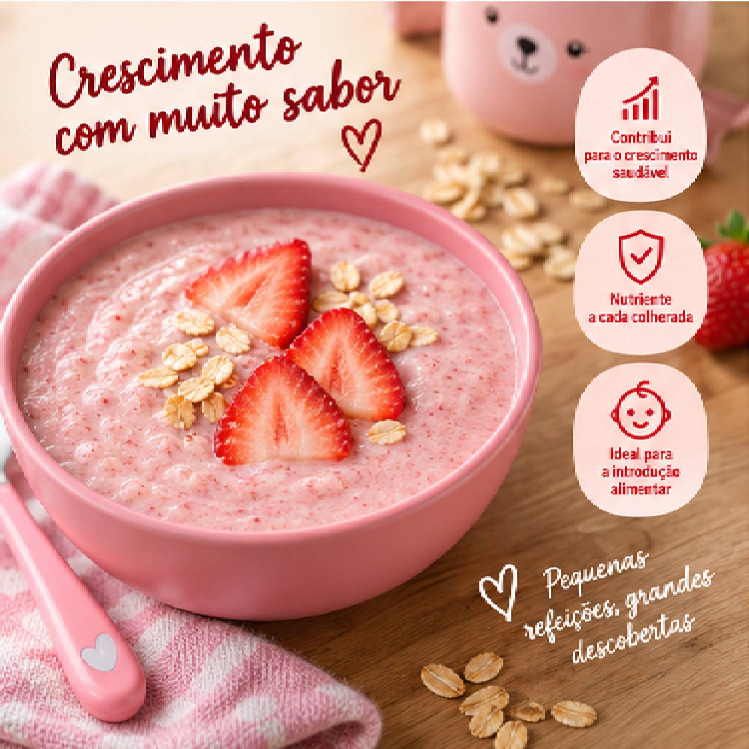 Kit 4 Cereal Infantil Aveia Morango e Beterraba PAPAPÁ 170g foto 6
