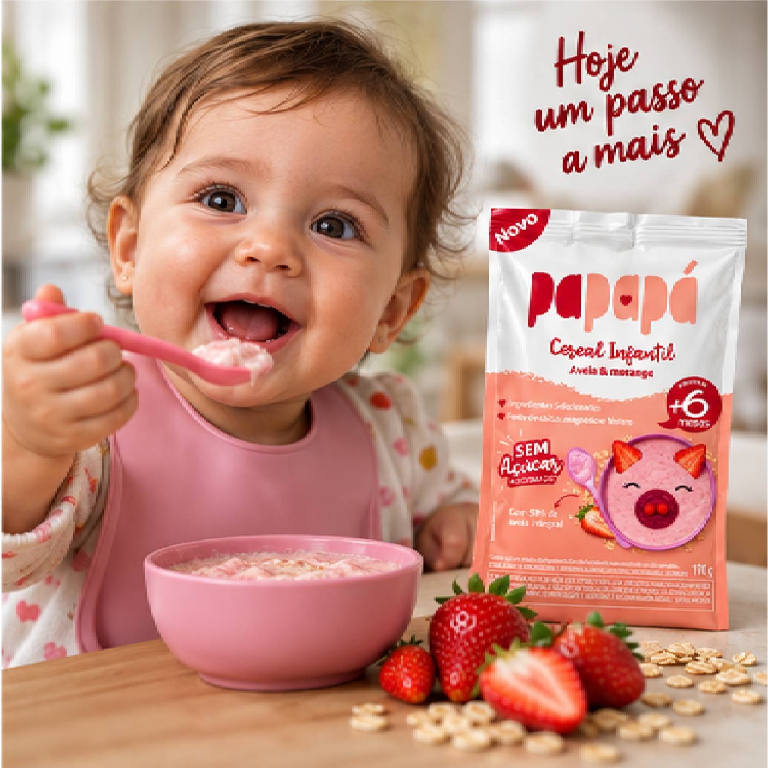 Kit 6 Cereal Infantil Aveia Morango e Beterraba PAPAPÁ 170g foto 5