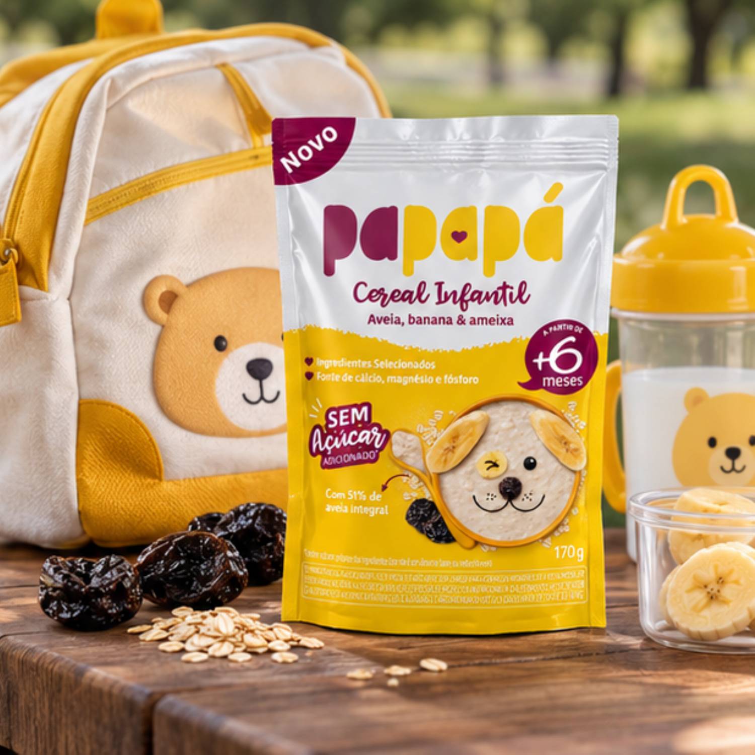Kit 4 Cereal Infantil Aveia Banana e Ameixa PAPAPÁ 170g foto 6