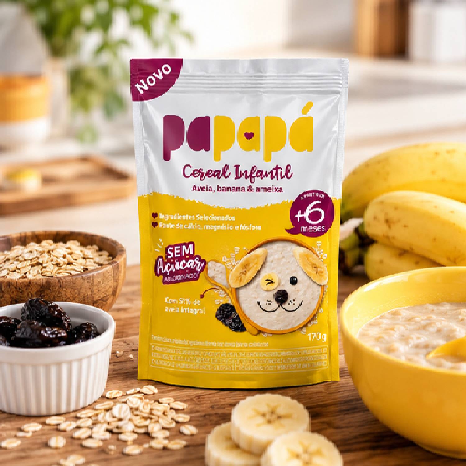Kit 4 Cereal Infantil Aveia Banana e Ameixa PAPAPÁ 170g foto 9