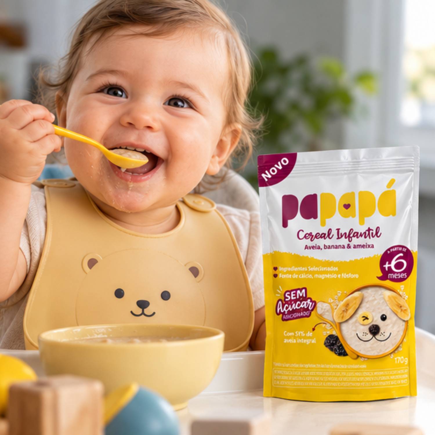 Kit 6 Cereal Infantil Aveia Banana e Ameixa PAPAPÁ 170g foto 4