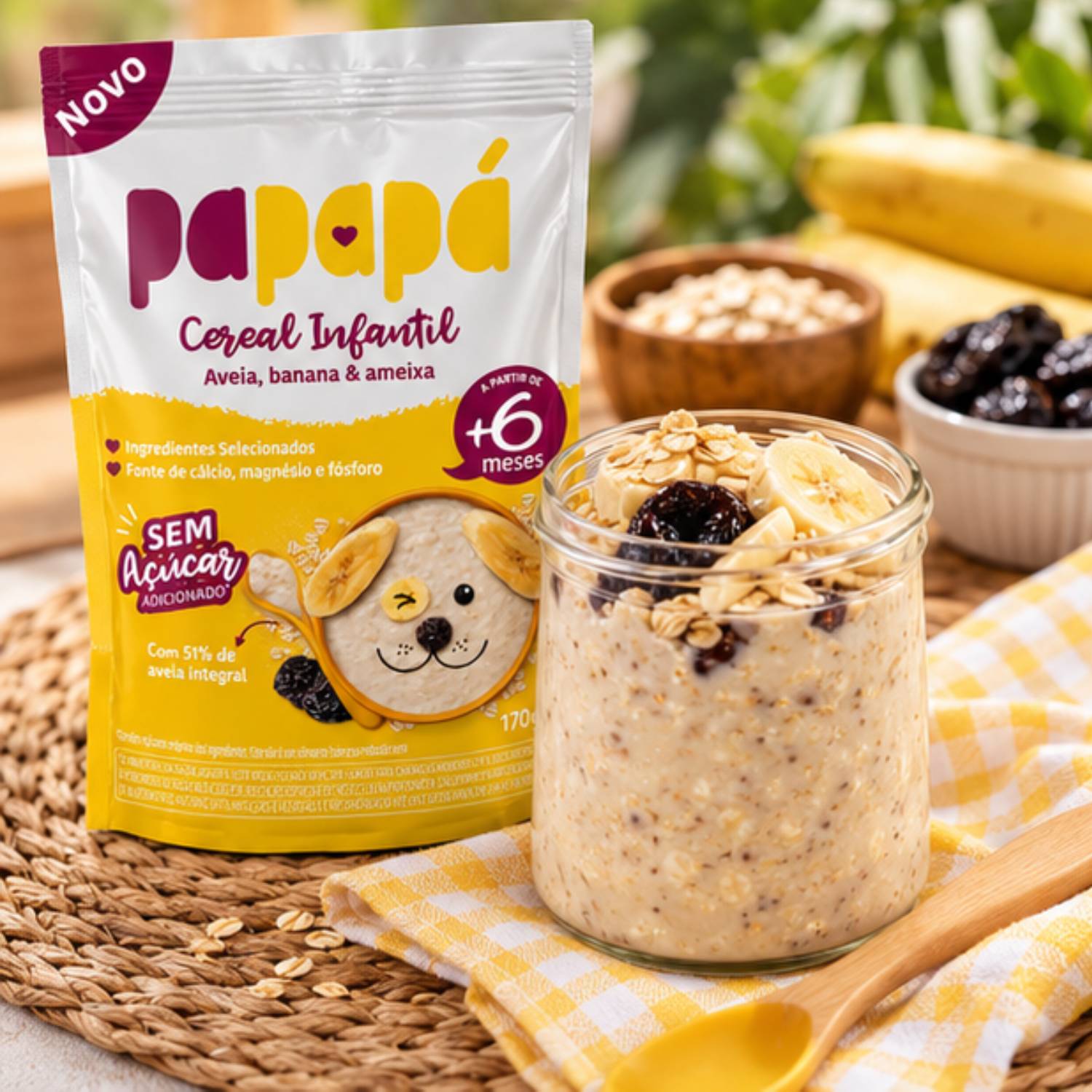 Kit 6 Cereal Infantil Aveia Banana e Ameixa PAPAPÁ 170g foto 8