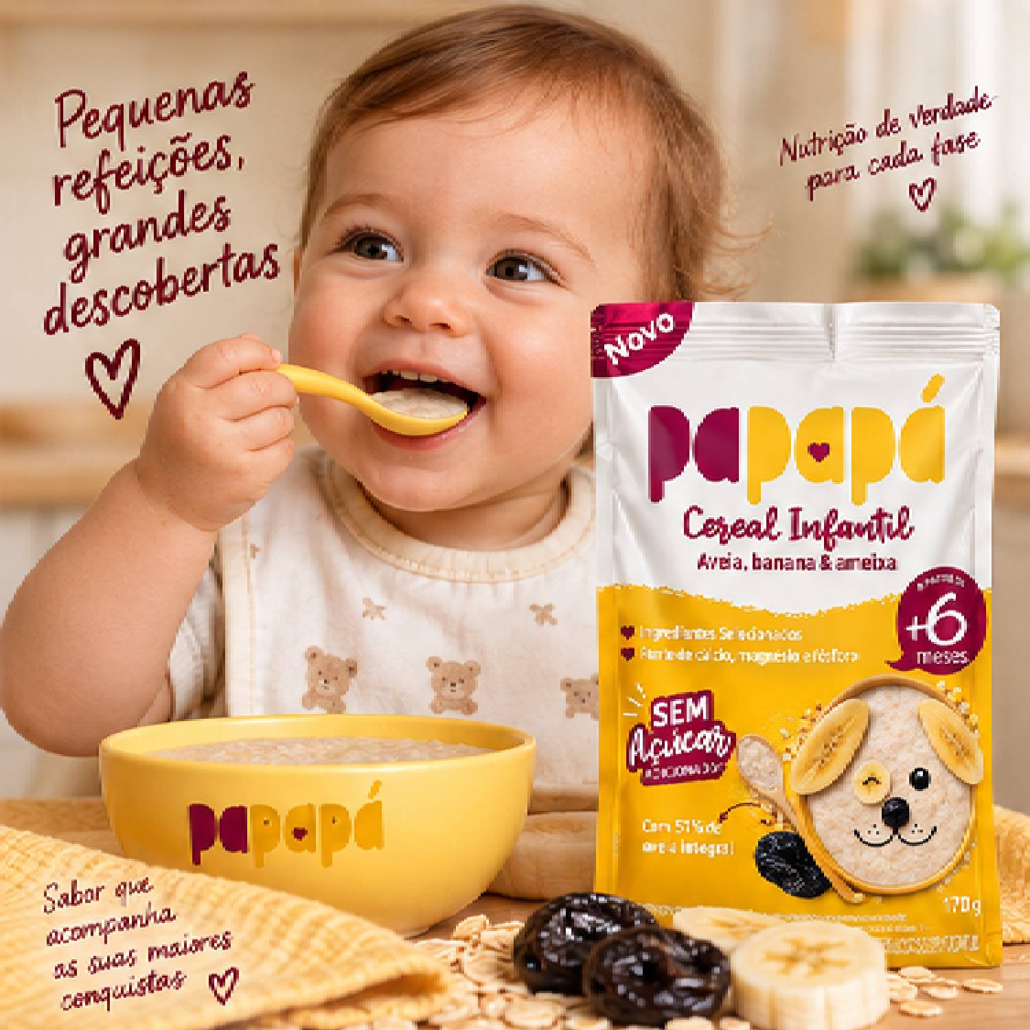 Kit 4 Cereal Infantil Aveia Multicereais PAPAPÁ 170g foto 5