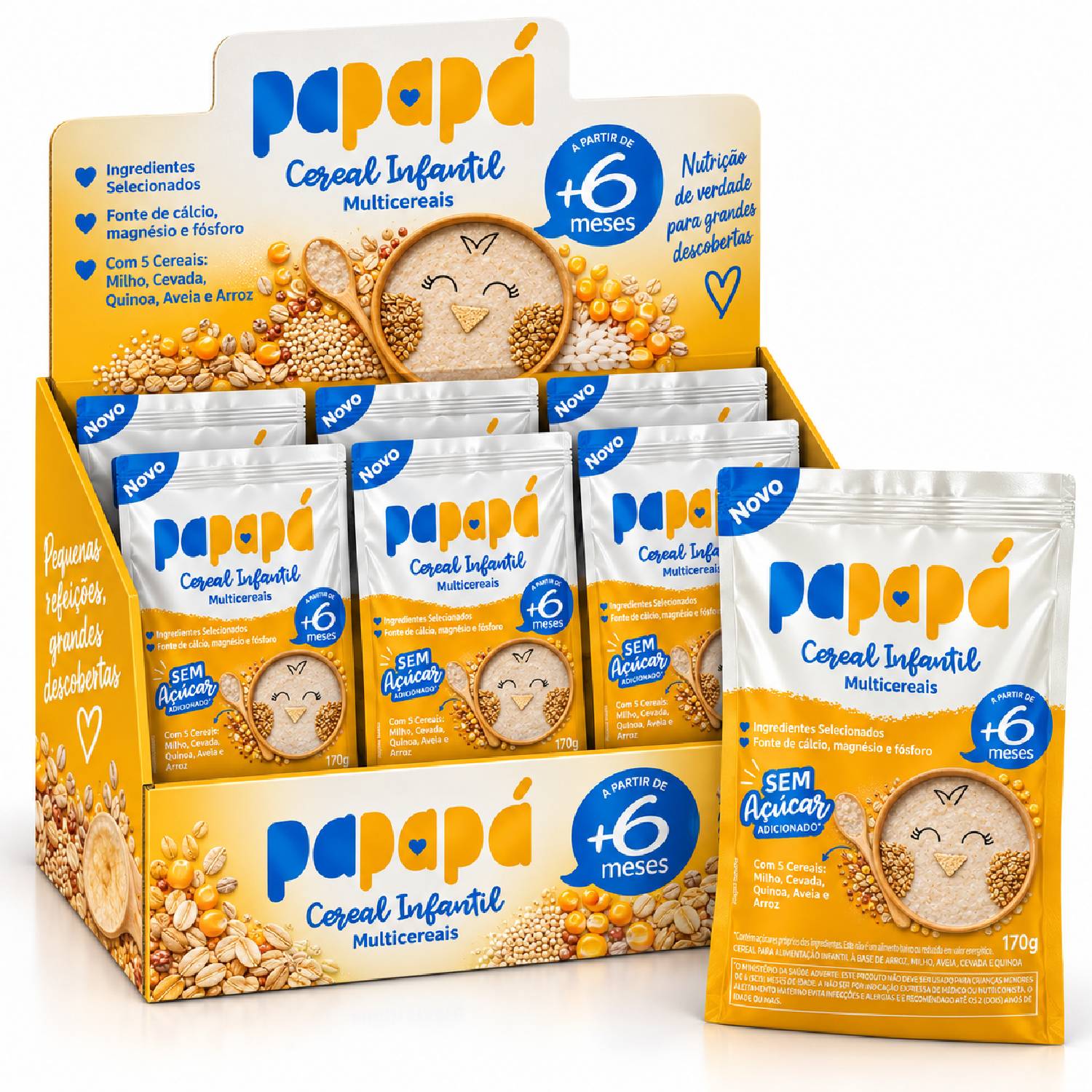 Kit 6 Cereal Infantil Aveia Multicereais PAPAPÁ 170g