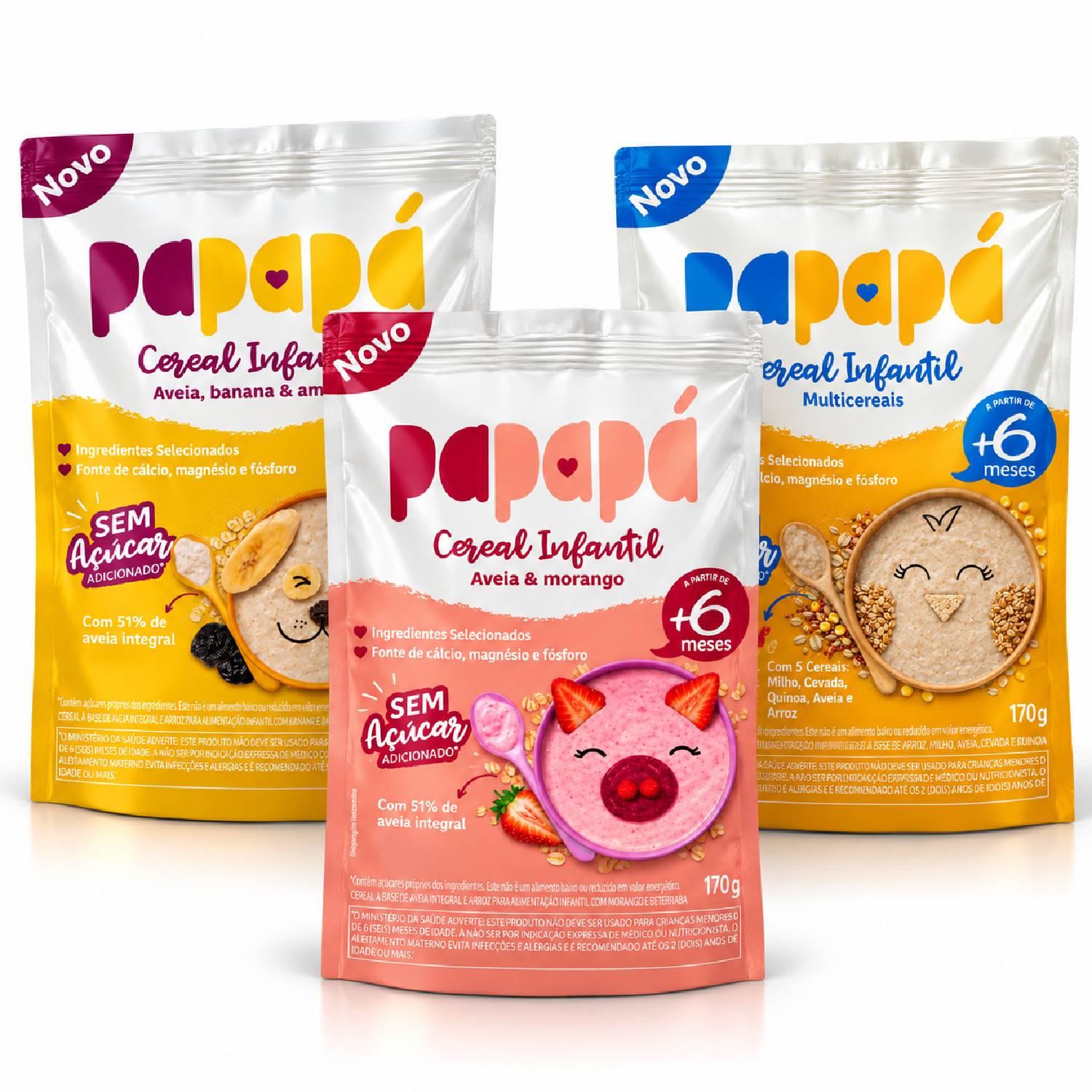 Kit Misto 3 Tipos de Cereais Infantis PapaPá 170g