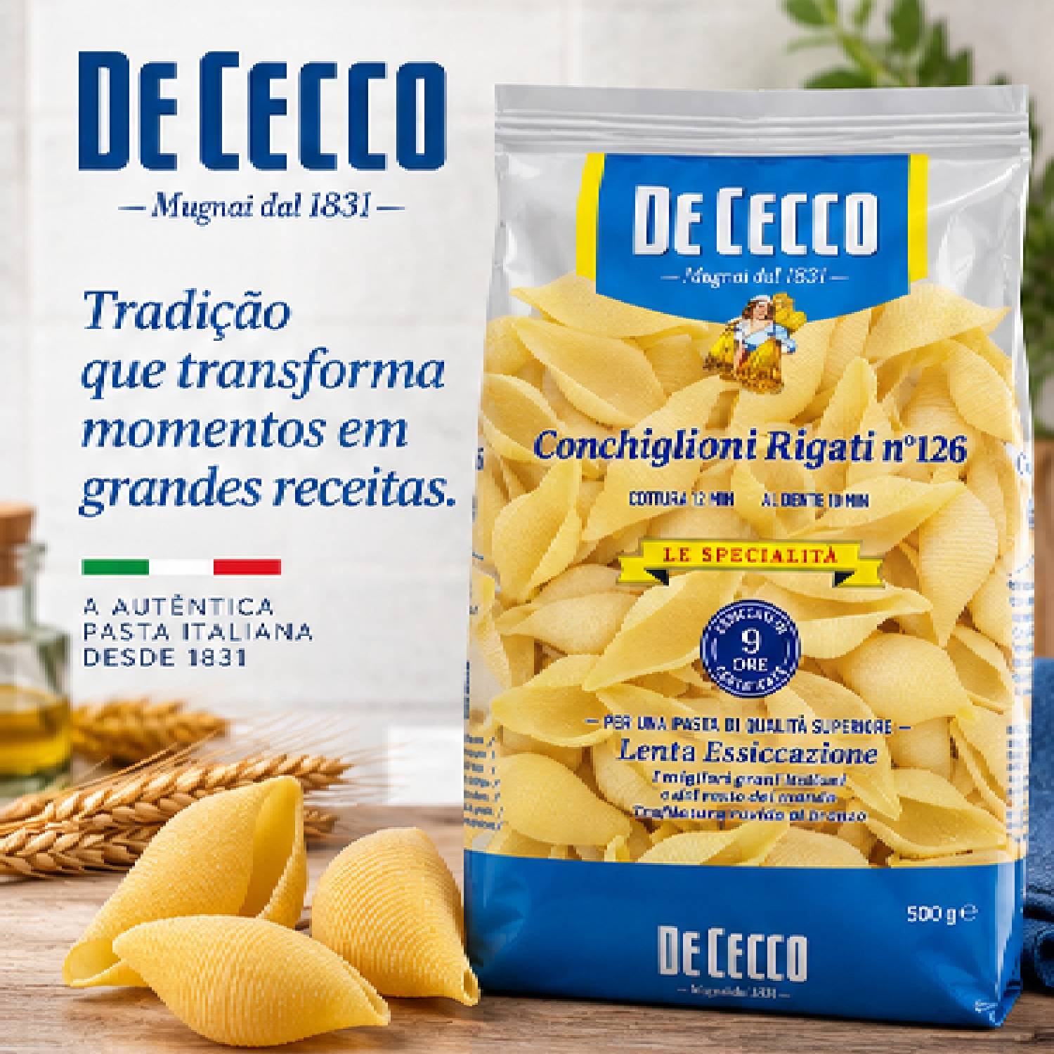 Massa De Cecco Conchiglioni Rigati Nº126 500g foto 3