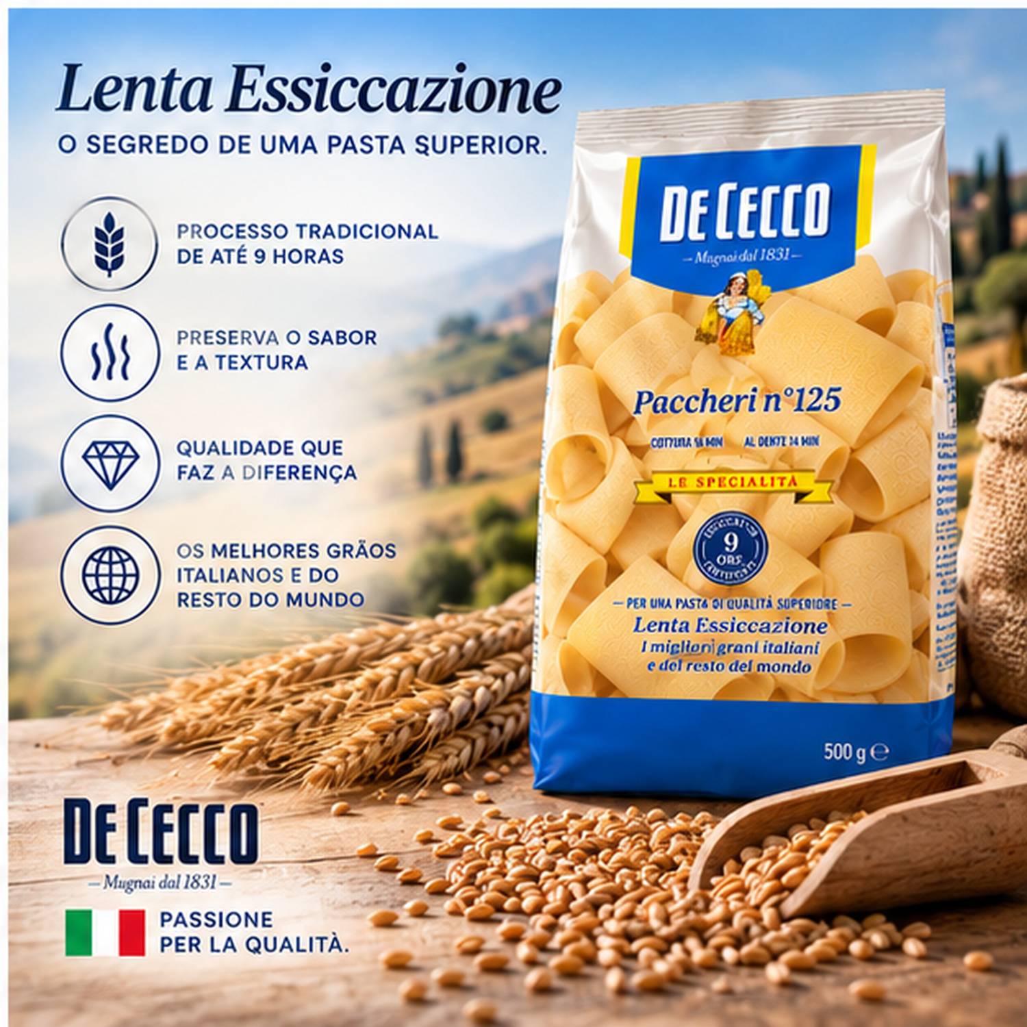 Massa De Cecco Paccheri Nº125 Italiana 500g foto 2