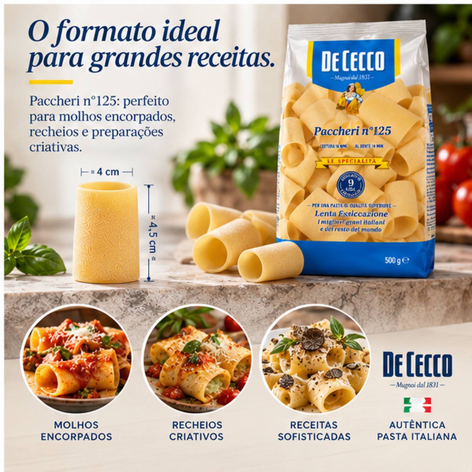 Massa De Cecco Paccheri Nº125 Italiana 500g foto 3