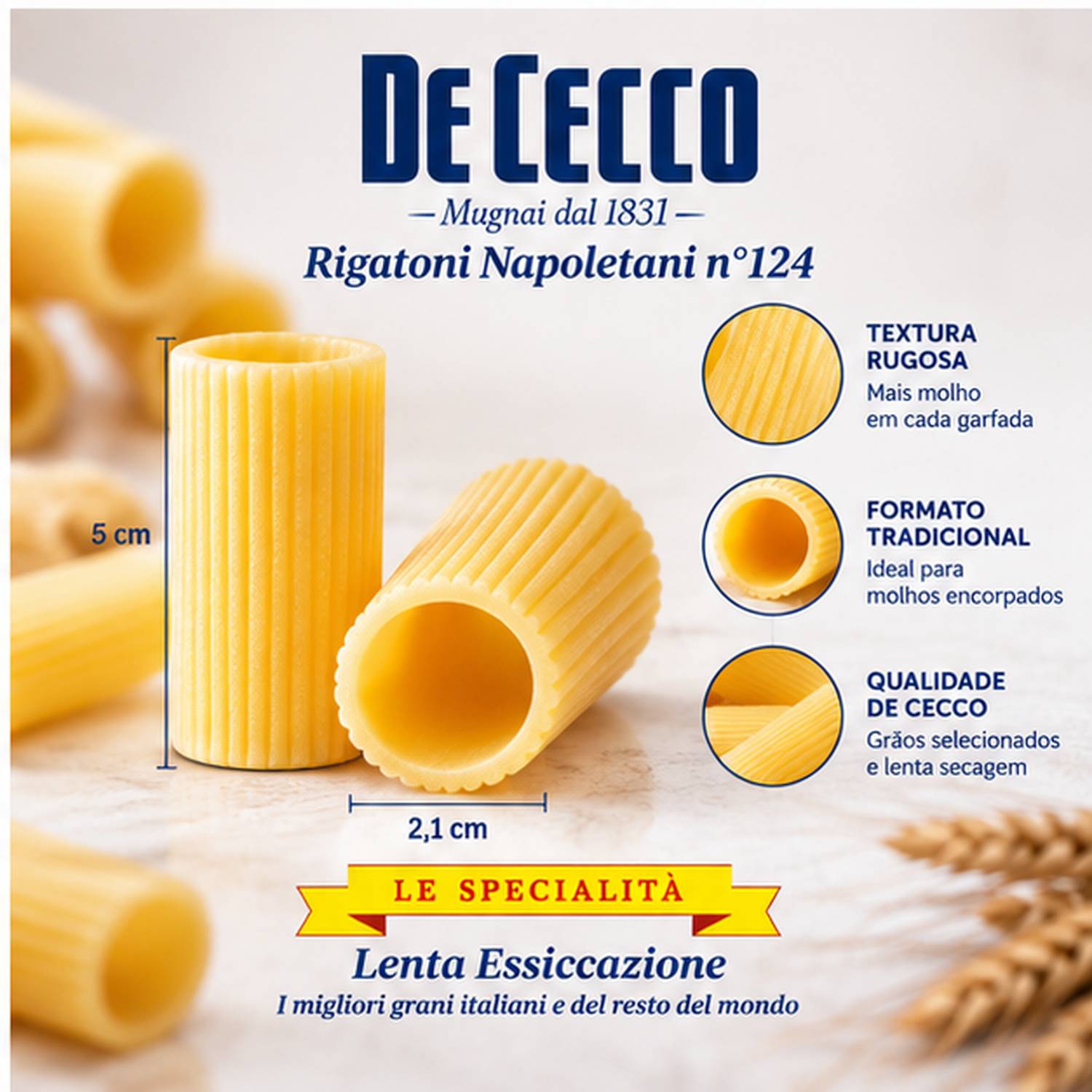 Kit 2 Massa De Cecco Rigatoni Napoletani Nº124 500g foto 2