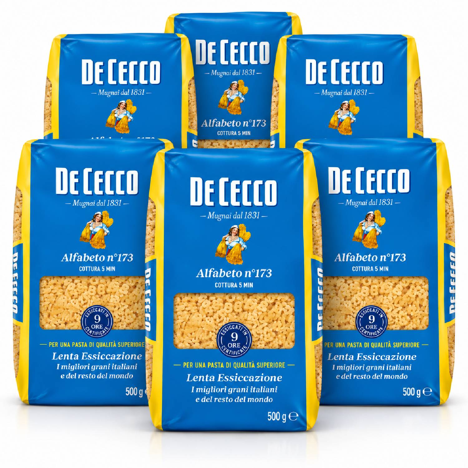 Kit 6 Massa De Cecco Alfabeto Nº173 Italiana 500g