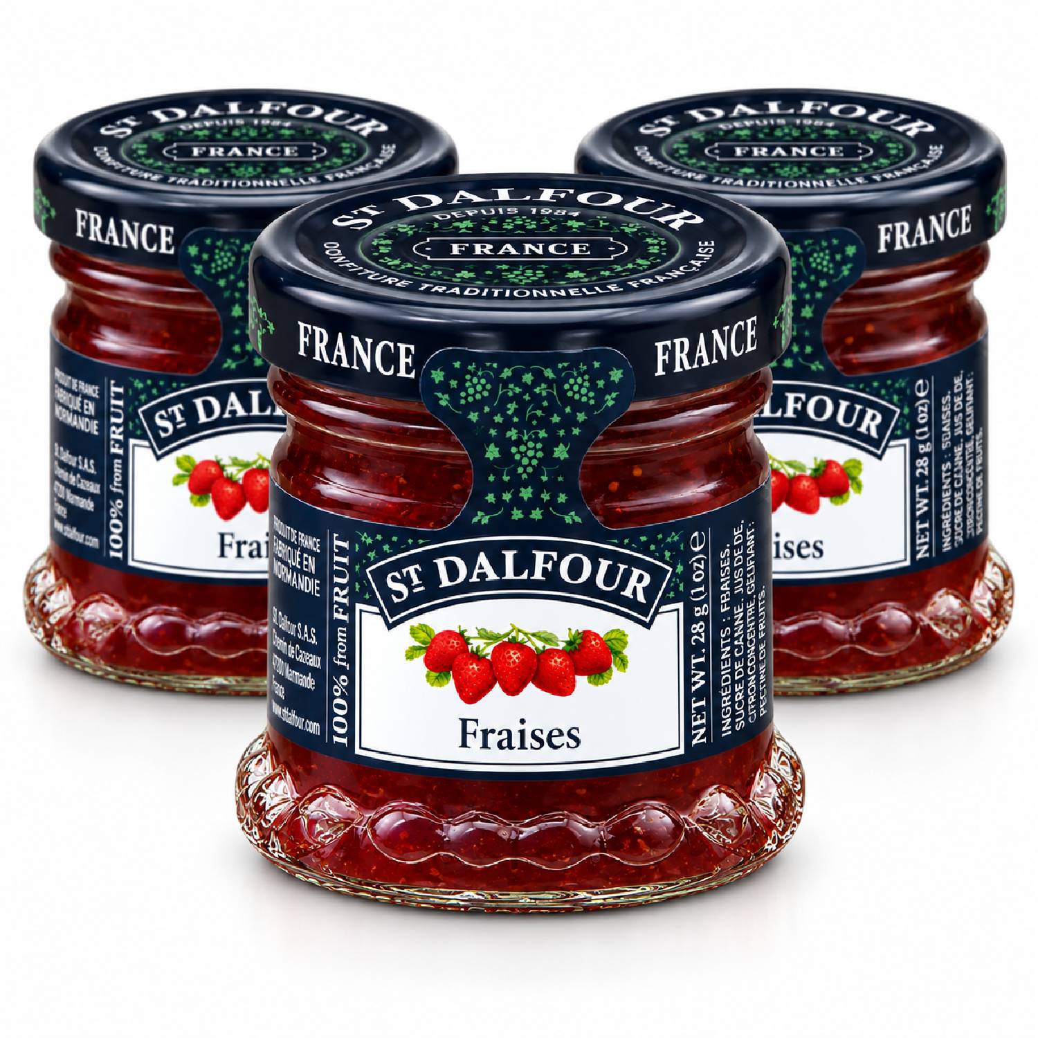 Kit 3 Geleia St Dalfour Mini Morango Francesa 28g