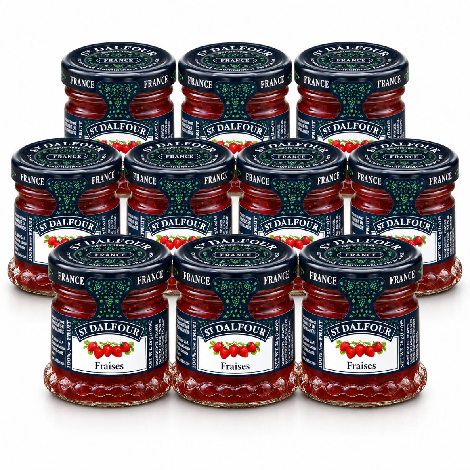 Kit 10 Geleia St Dalfour Mini Morango Francesa 28g