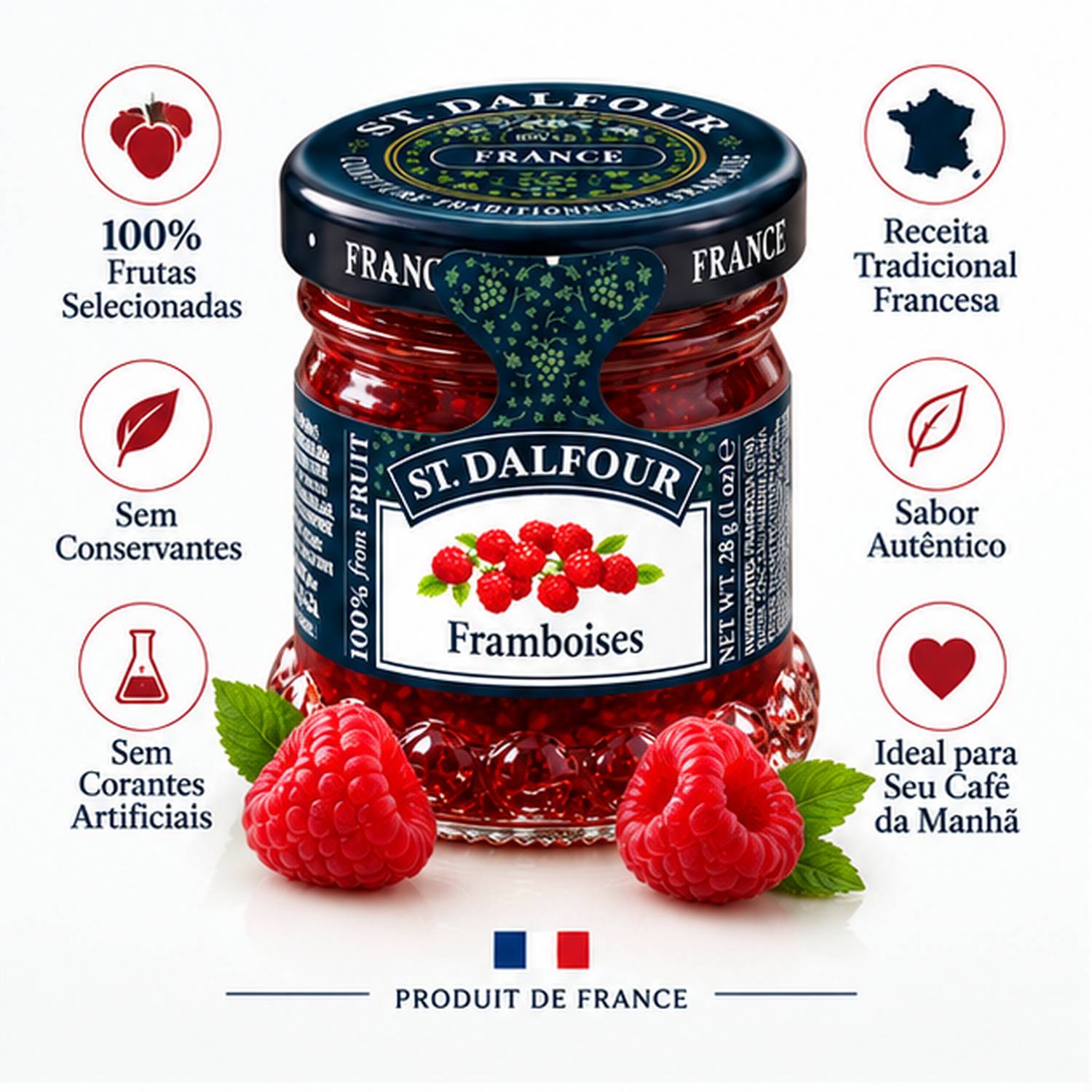 Kit 3 Geleia St Dalfour Mini Framboesa Francesa 28g foto 4