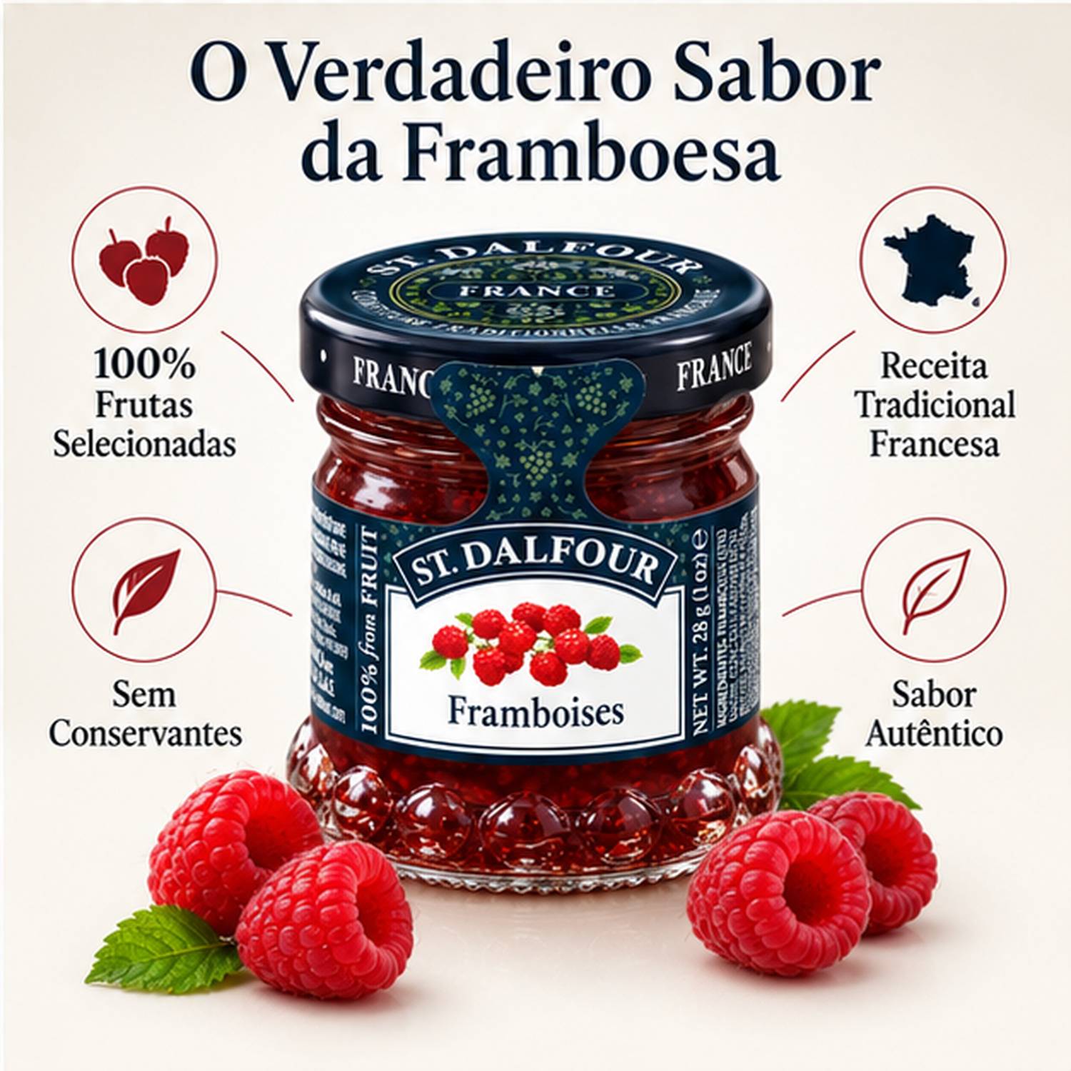 Kit 10 Geleia St Dalfour Mini Framboesa Francesa 28g foto 8