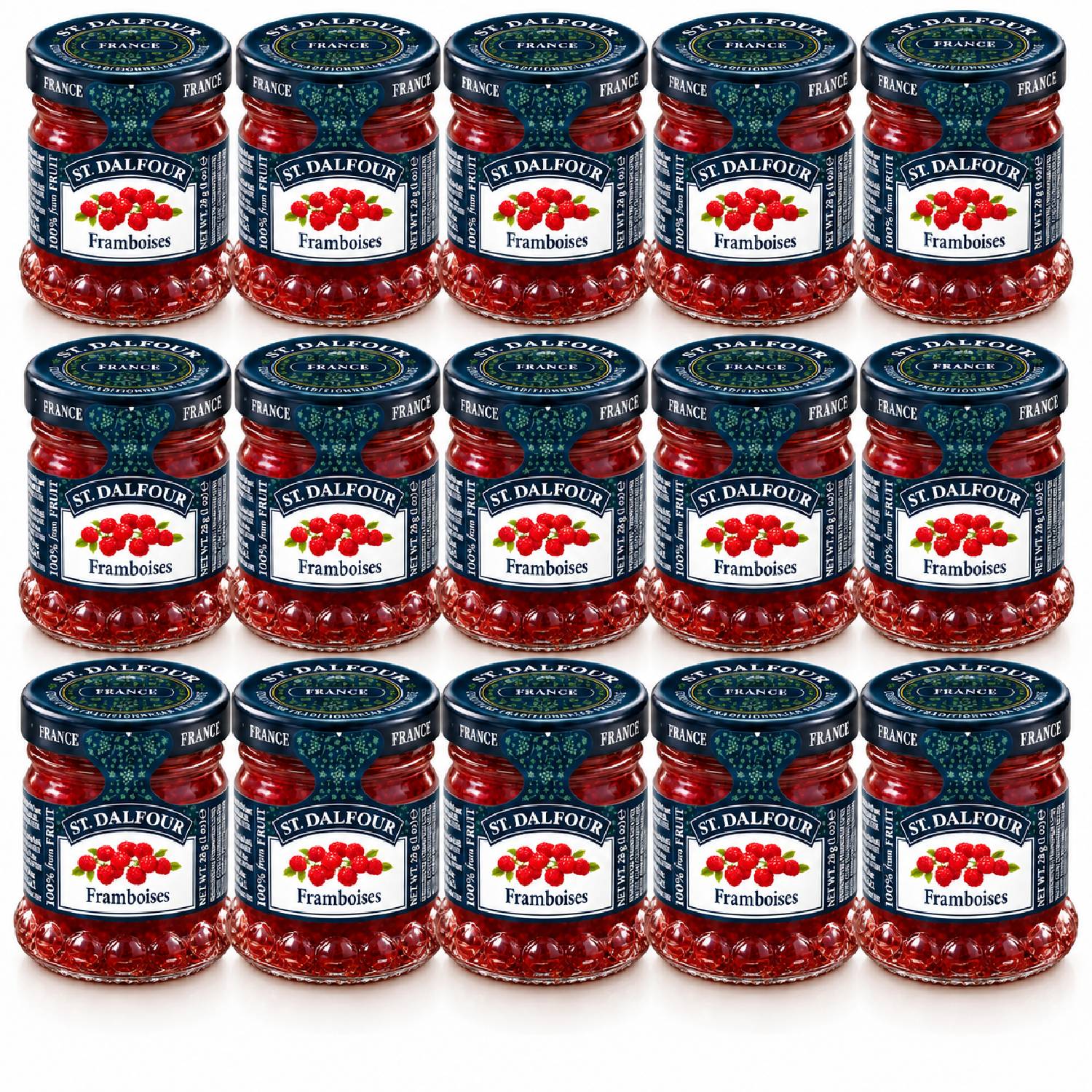Kit 15 Geleia St Dalfour Mini Framboesa Francesa 28g