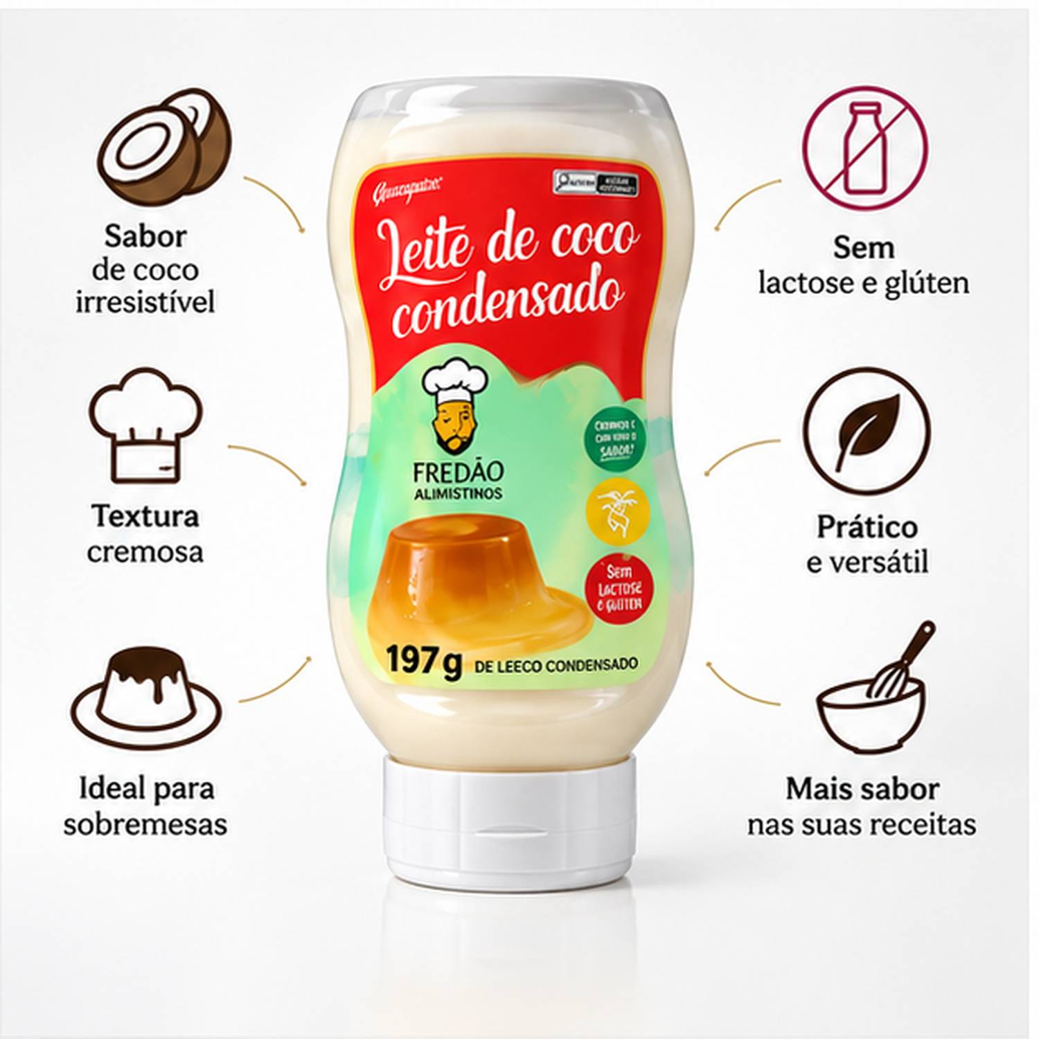 Kit 3 Leite Condensado de Coco Vegano Fredão 197g foto 3