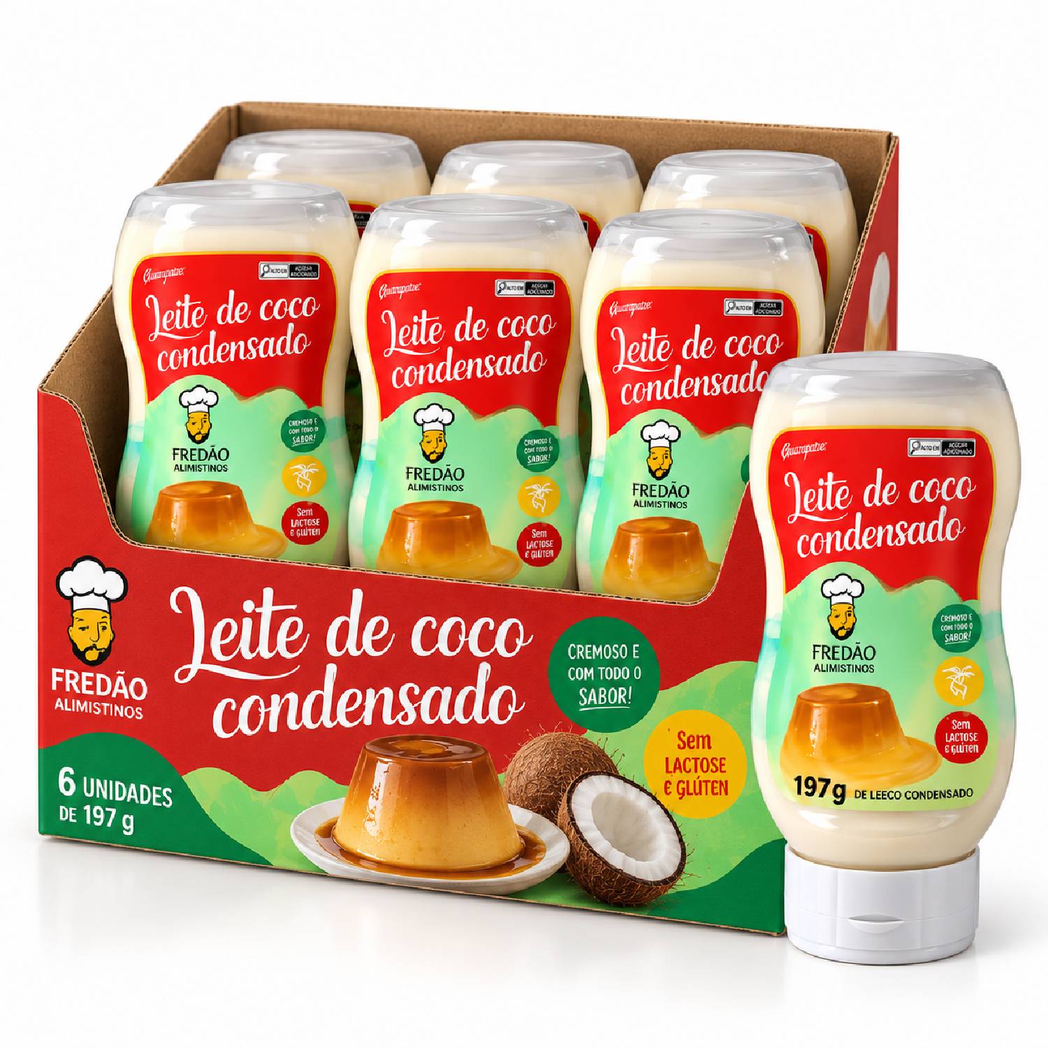 Kit 6 Leite Condensado de Coco Vegano Fredão 197g