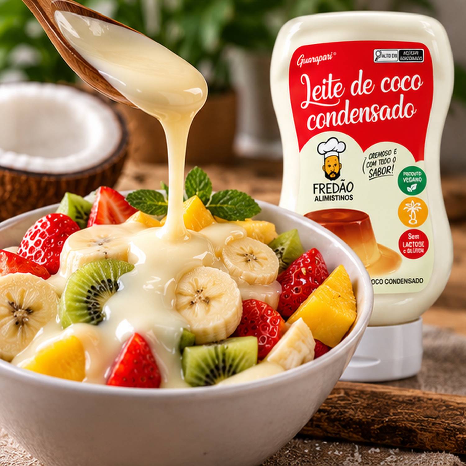 Leite Condensado de Coco Vegano Fredão 370g foto 8