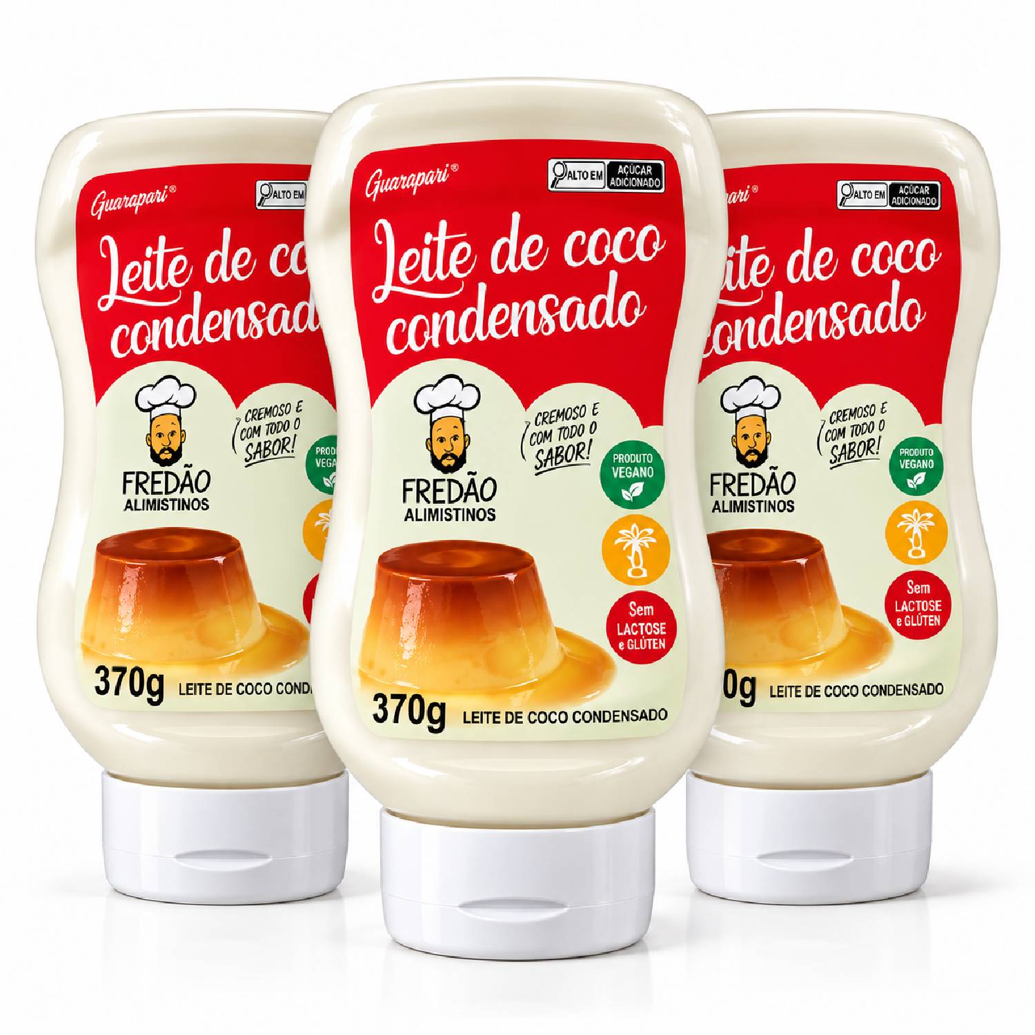 Kit 3 Leite Condensado de Coco Vegano Fredão 370g