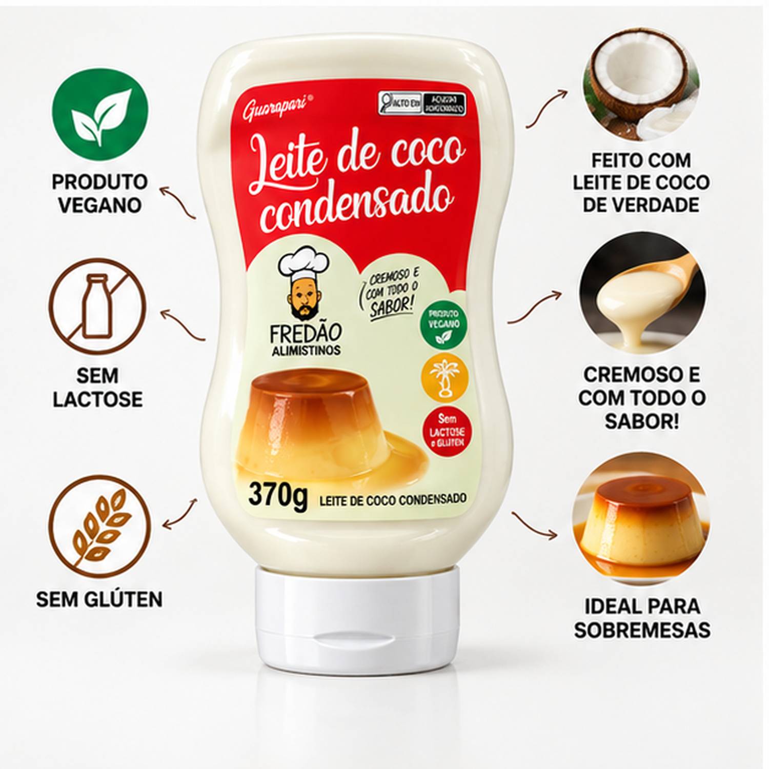 Kit 6 Leite Condensado de Coco Vegano Fredão 370g foto 2