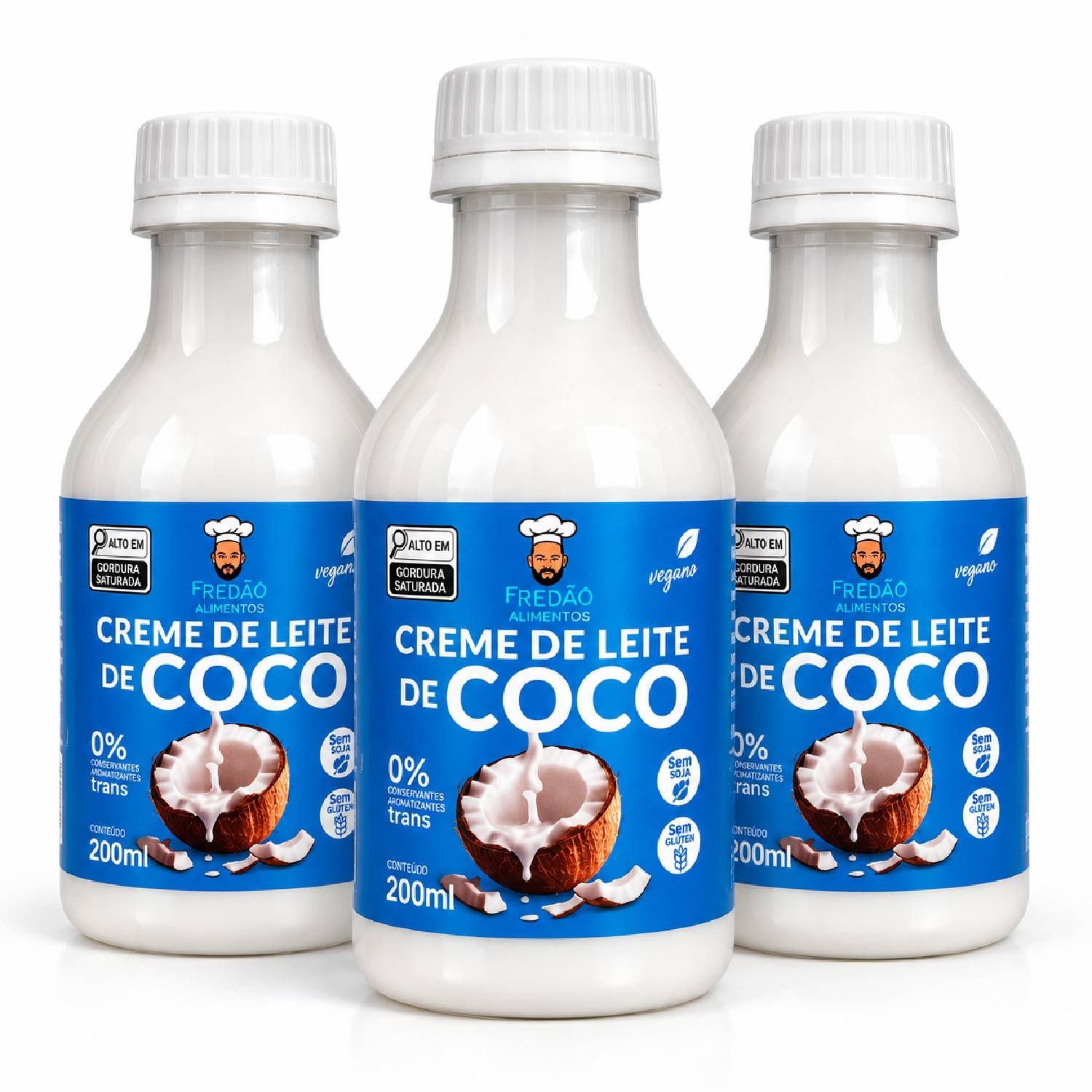 Kit 3 Creme de Leite de Coco Vegano Fredão 200ml