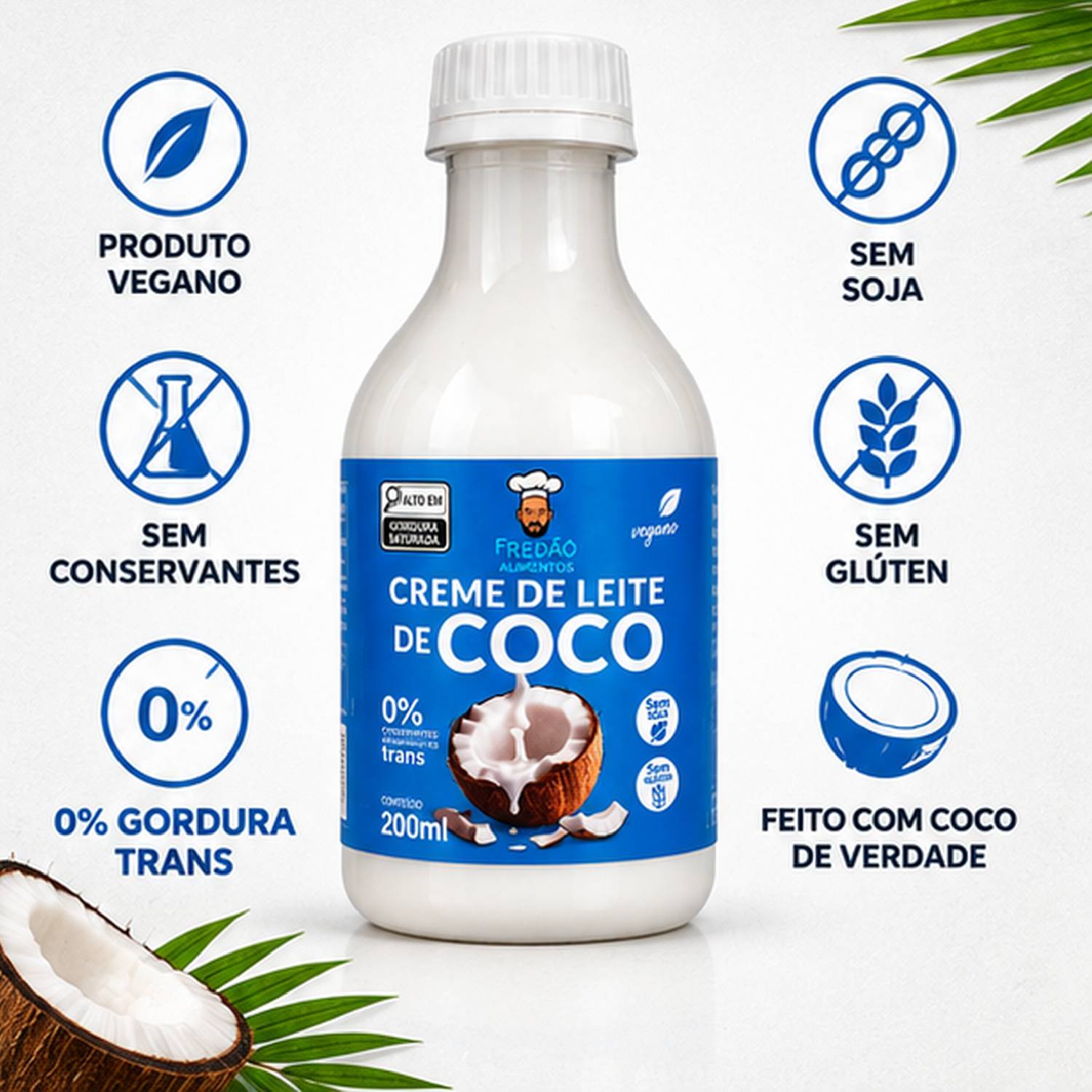 Kit 3 Creme de Leite de Coco Vegano Fredão 200ml foto 2