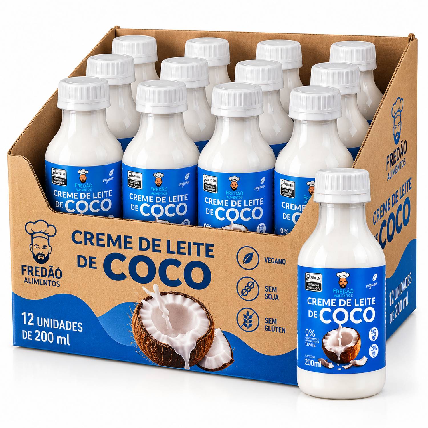 Kit 12 Creme de Leite de Coco Vegano Fredão 200ml