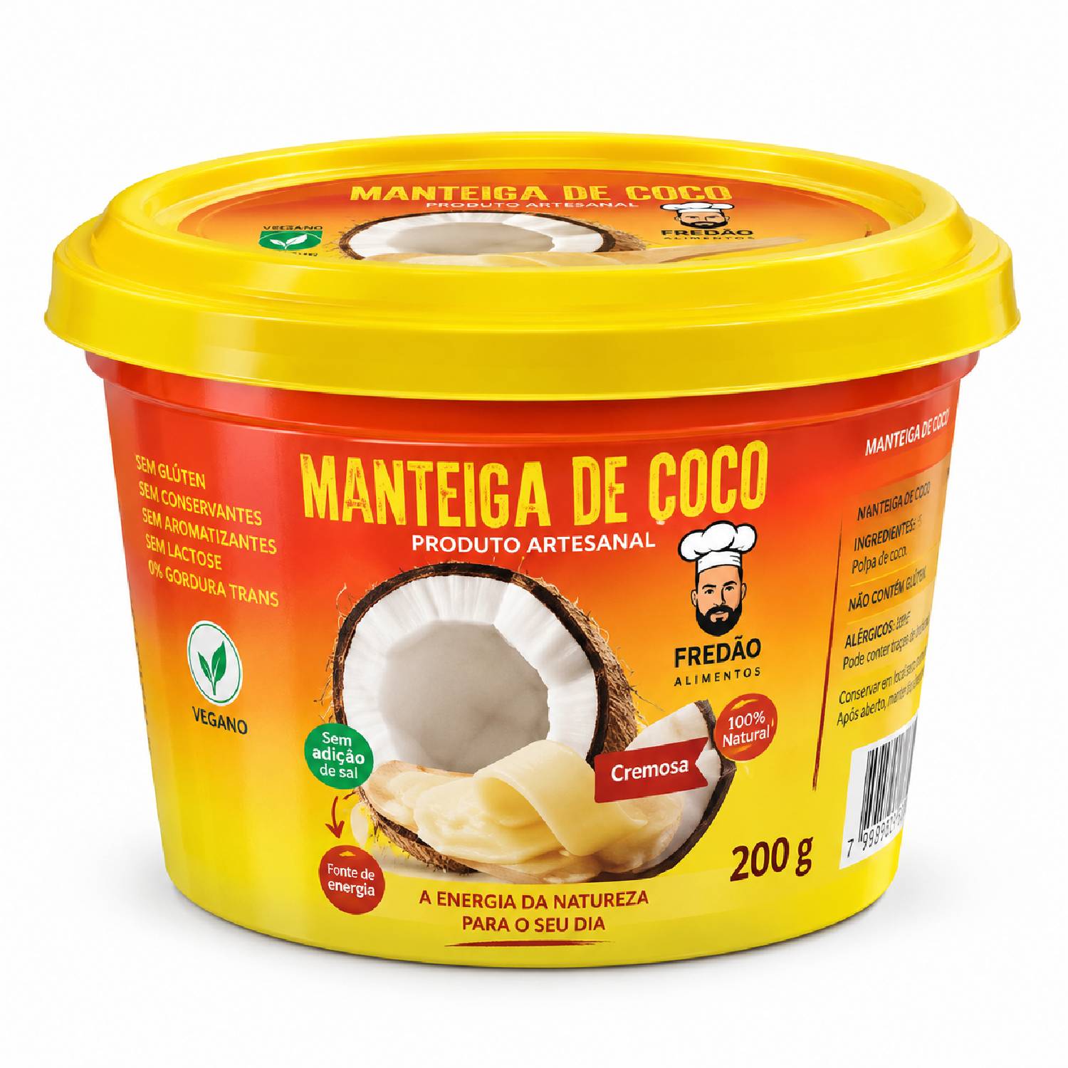 Manteiga de Coco Vegana Fredão 200ml