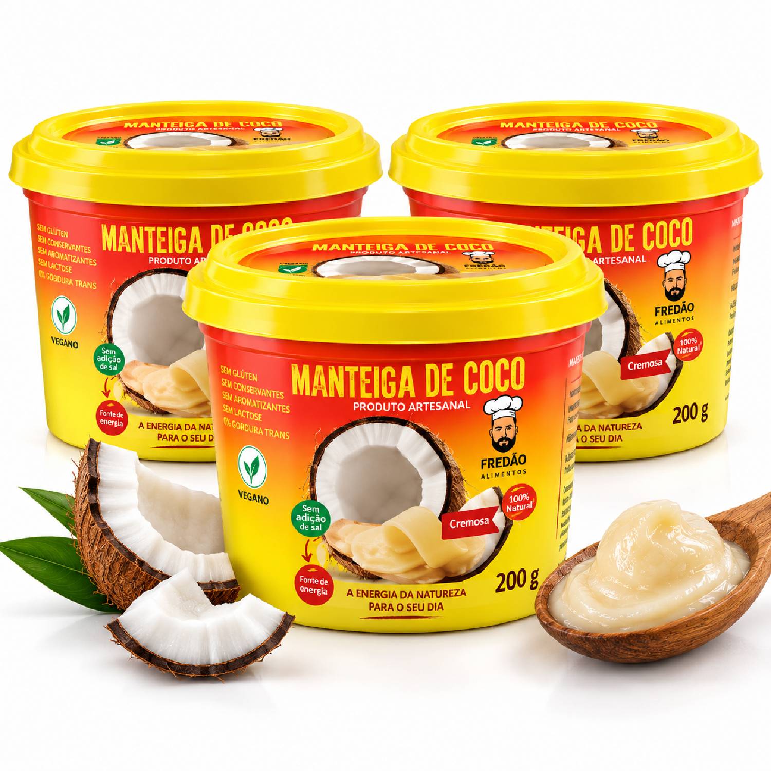 Kit 3 Manteiga de Coco Vegana Fredão 200ml
