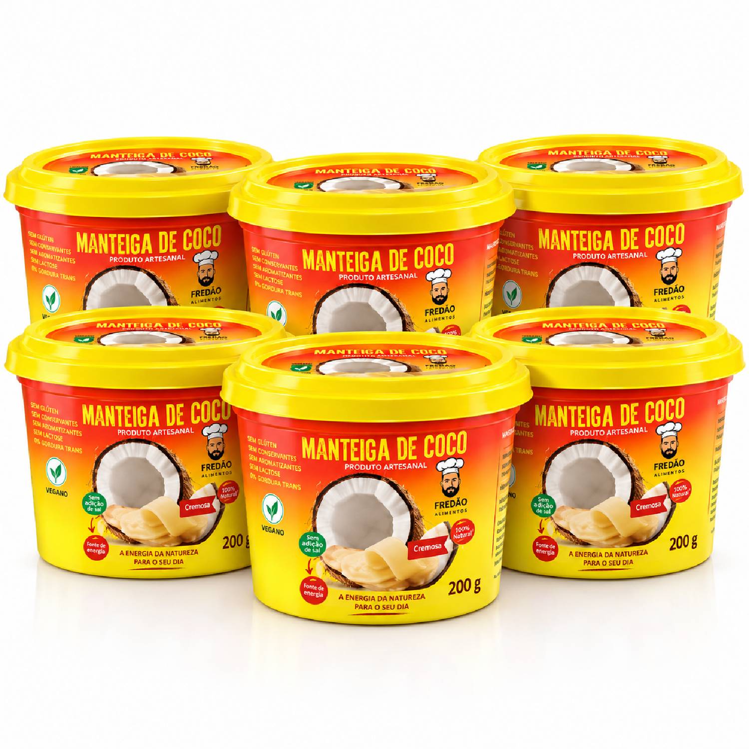 Kit 6 Manteiga de Coco Vegana Fredão 200ml