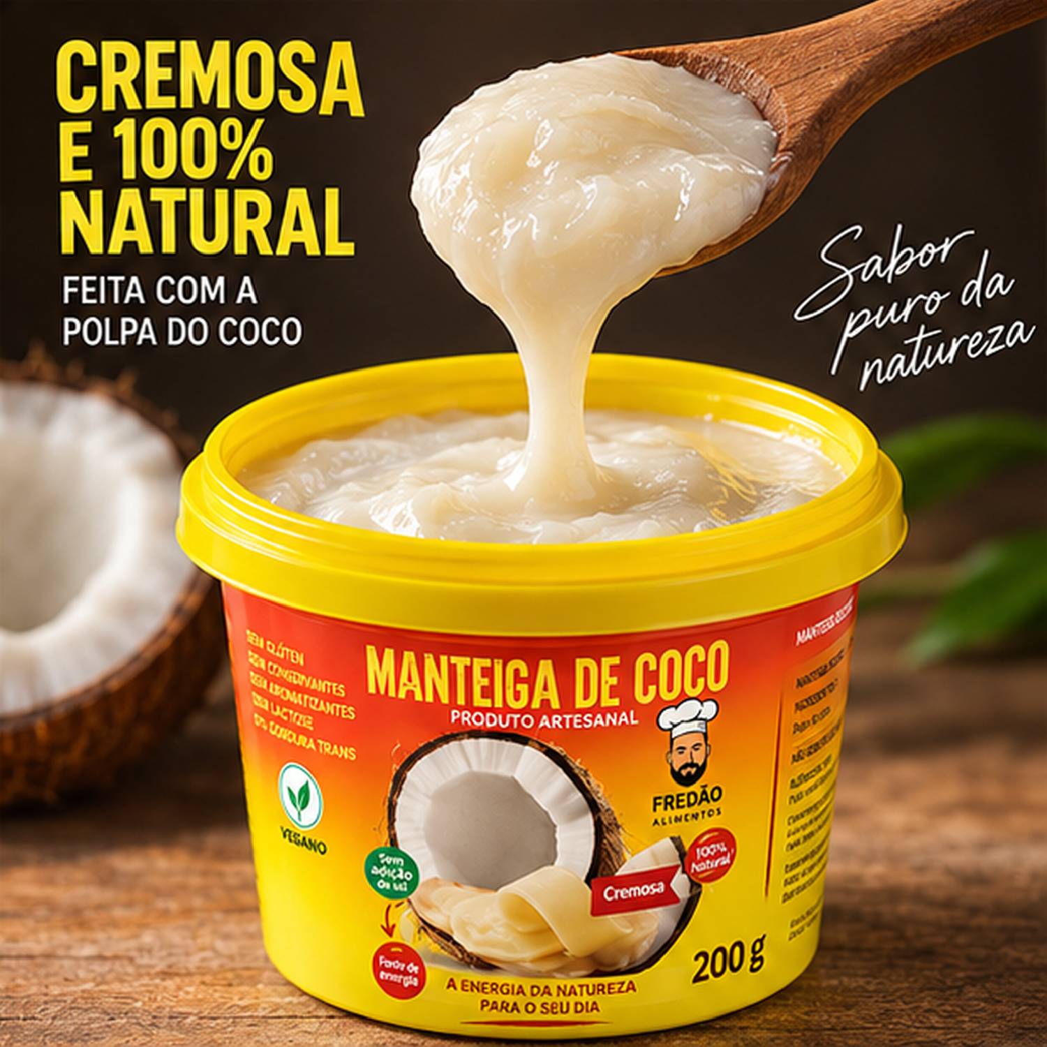 Kit 6 Manteiga de Coco Vegana Fredão 200ml foto 5