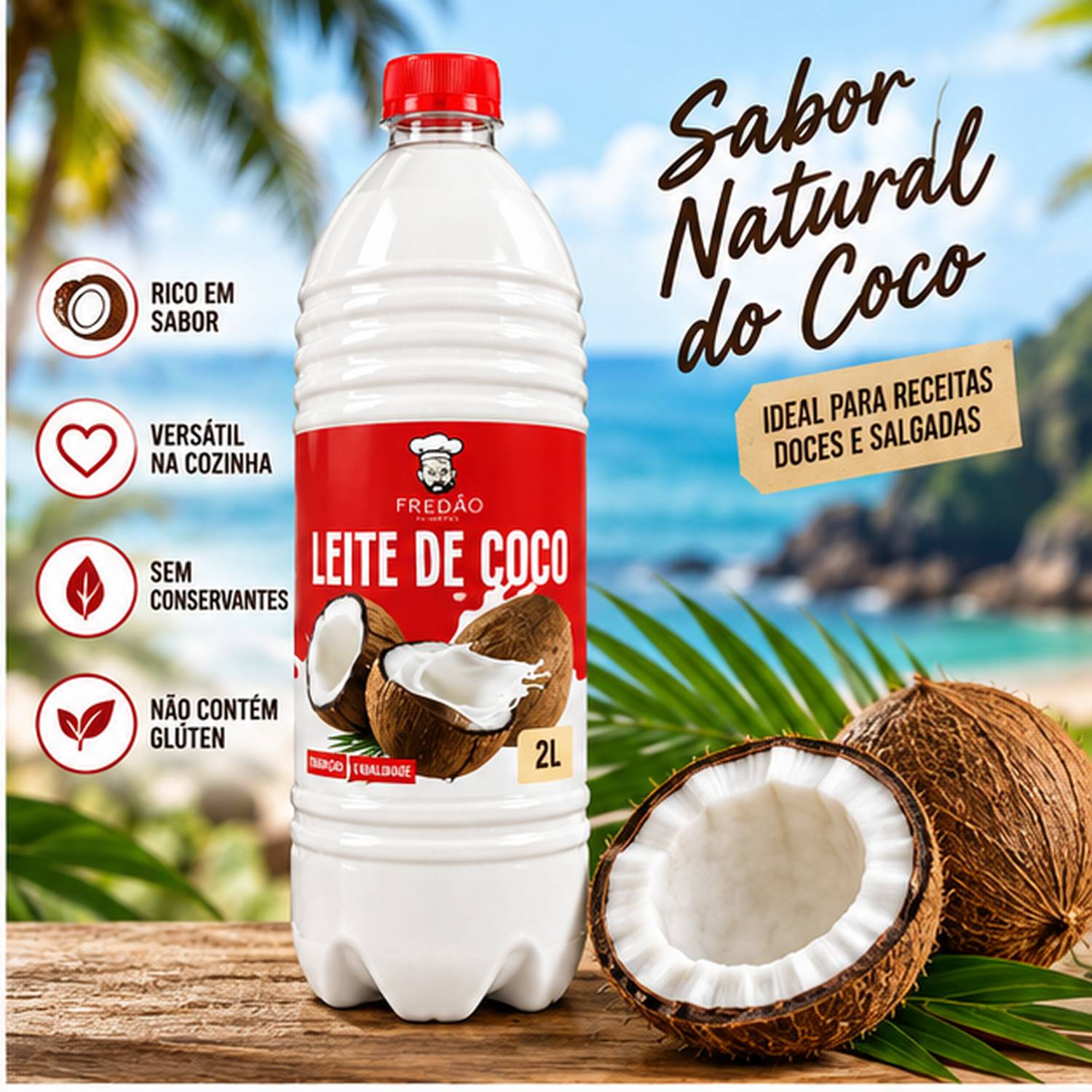 Leite de Coco Concentrado Fredão 2 Litros Uso Culinário foto 2