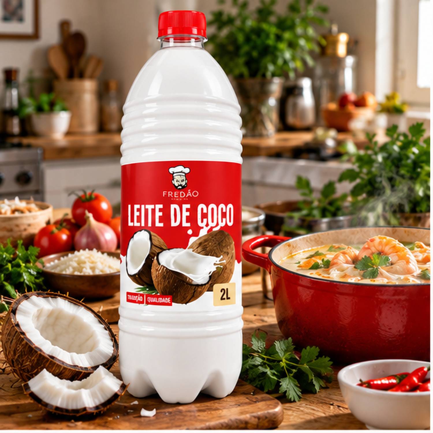 Leite de Coco Concentrado Fredão 2 Litros Uso Culinário foto 3