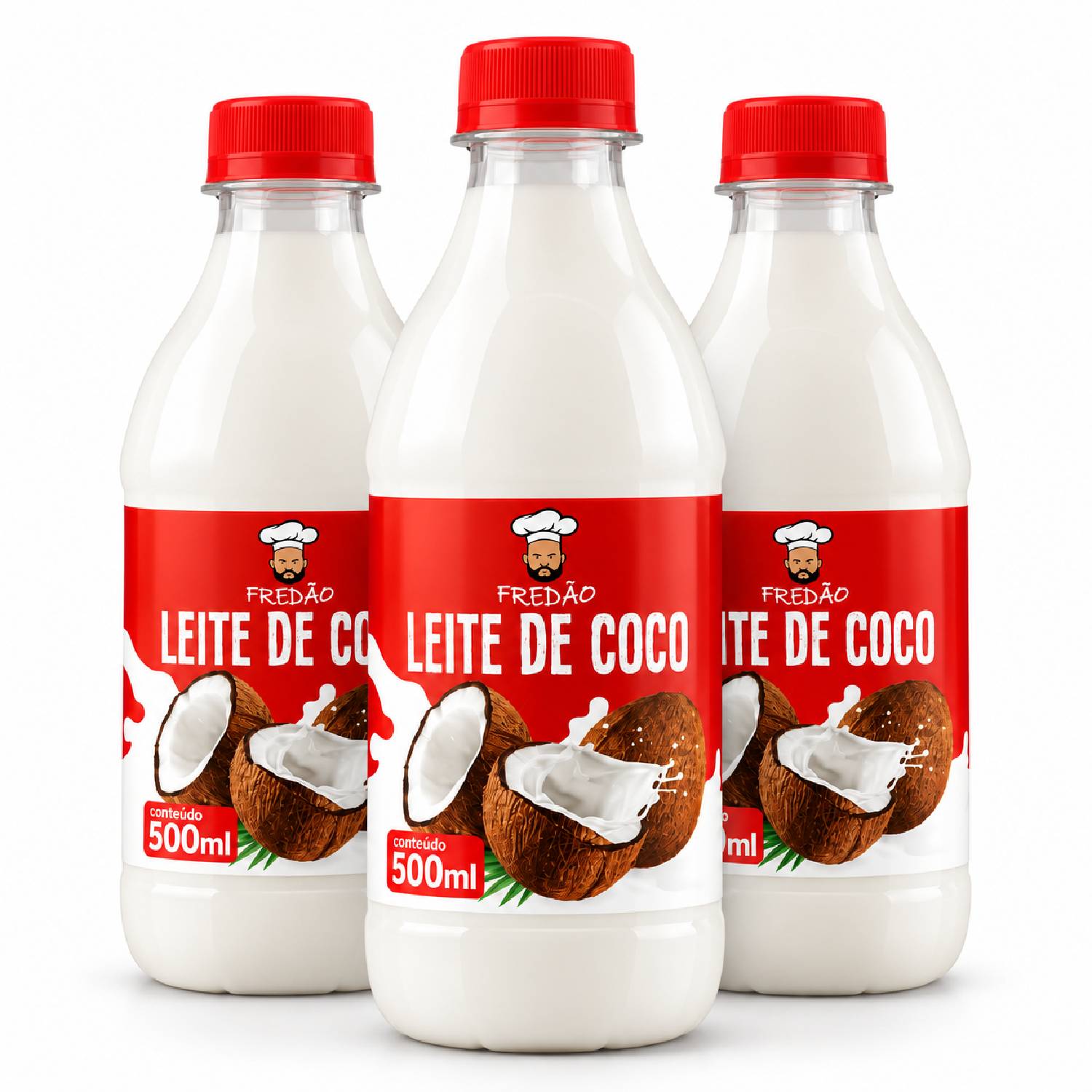 Kit 3 Leite de Coco Concentrado Fredão 500ml Uso Culinário