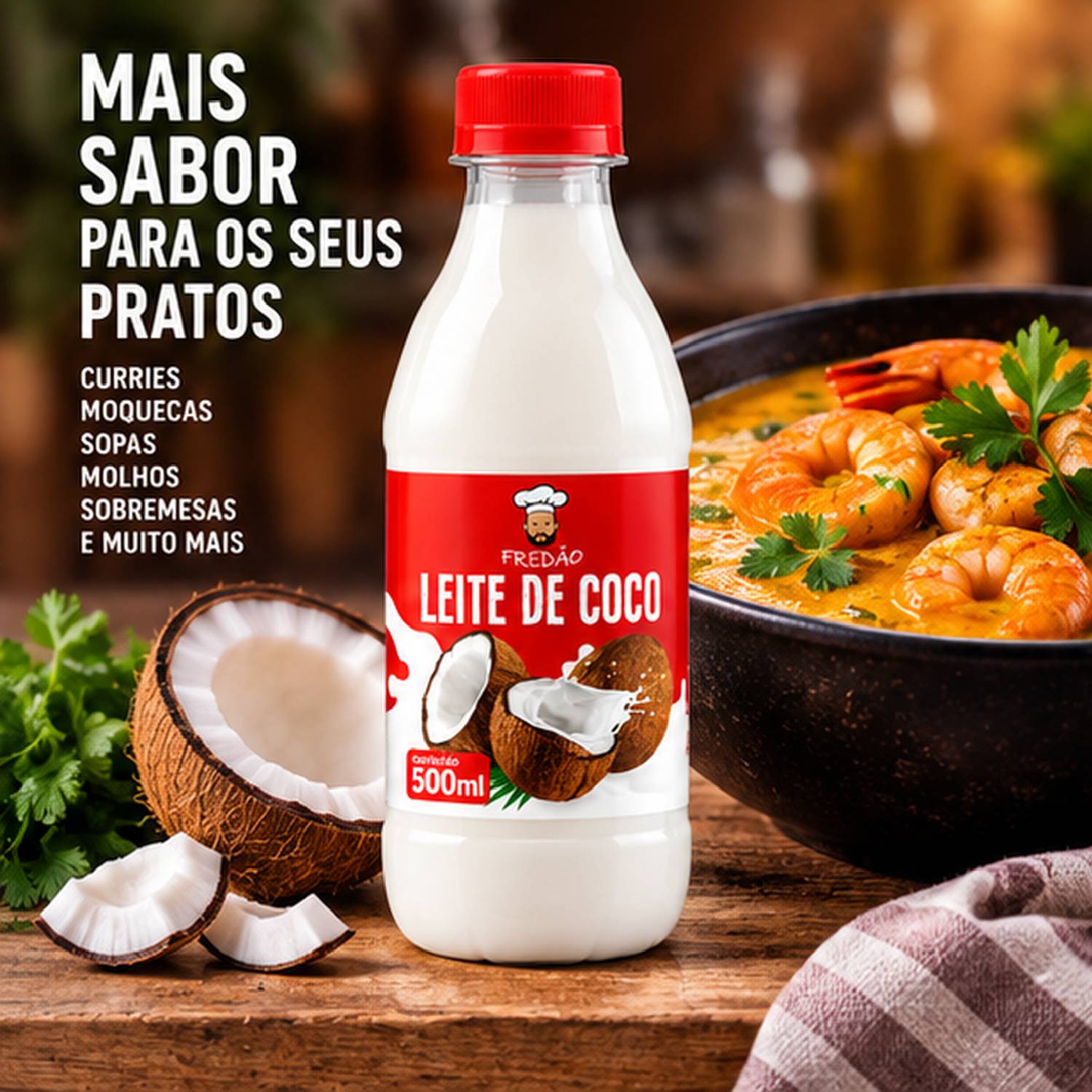 Kit 3 Leite de Coco Concentrado Fredão 500ml Uso Culinário foto 4