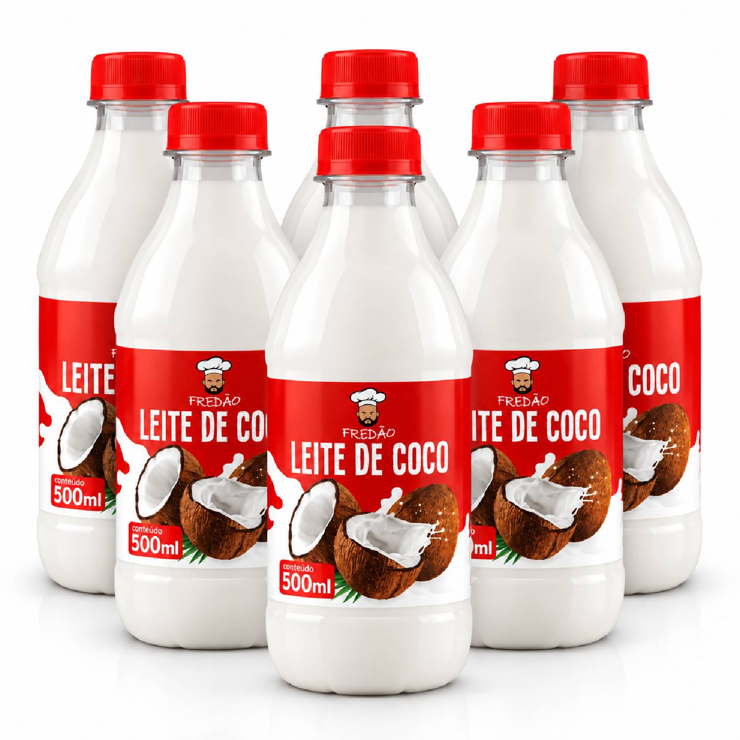 Kit 6 Leite de Coco Concentrado Fredão 500ml Uso Culinário