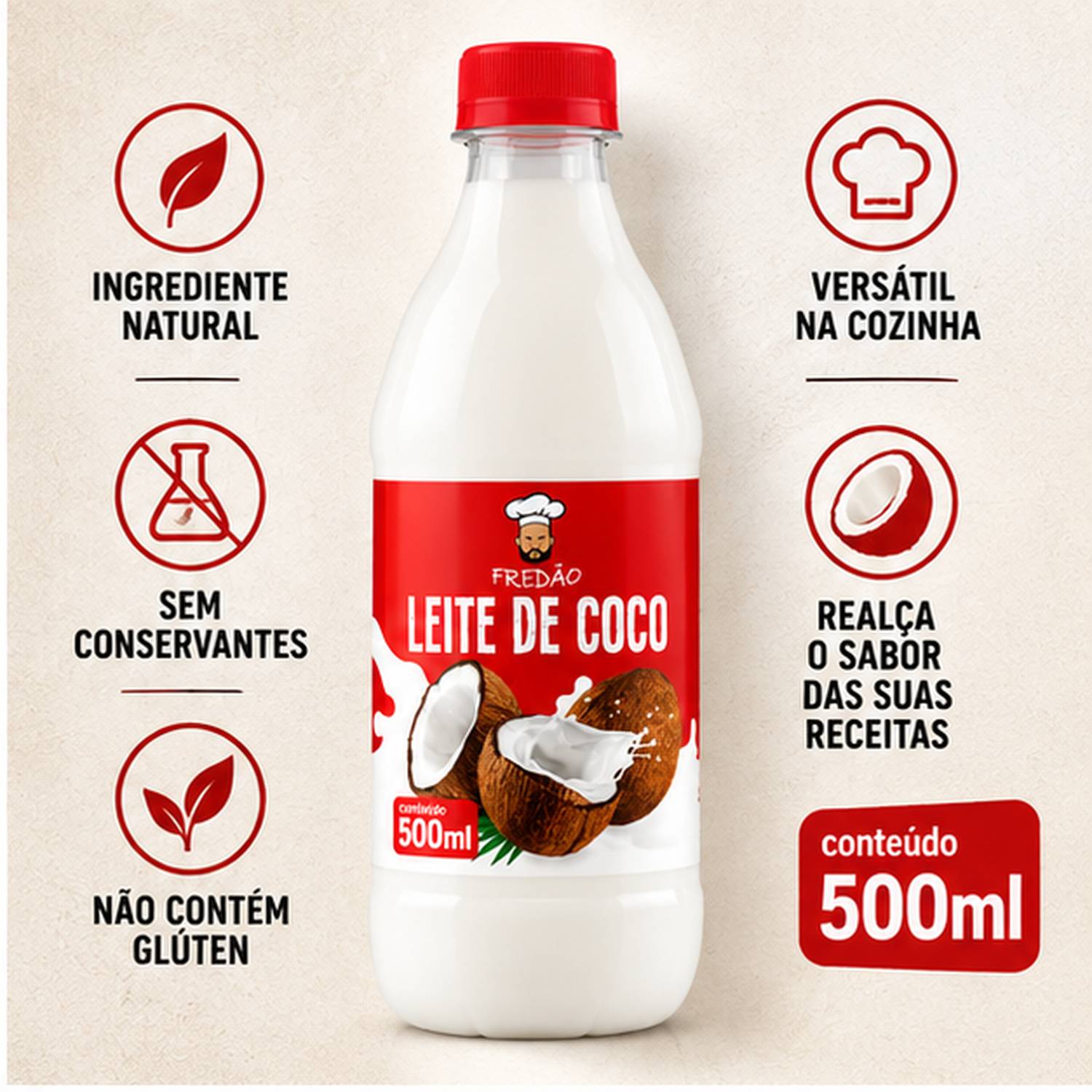 Kit 12 Leite de Coco Concentrado Fredão 500ml Uso Culinário foto 6