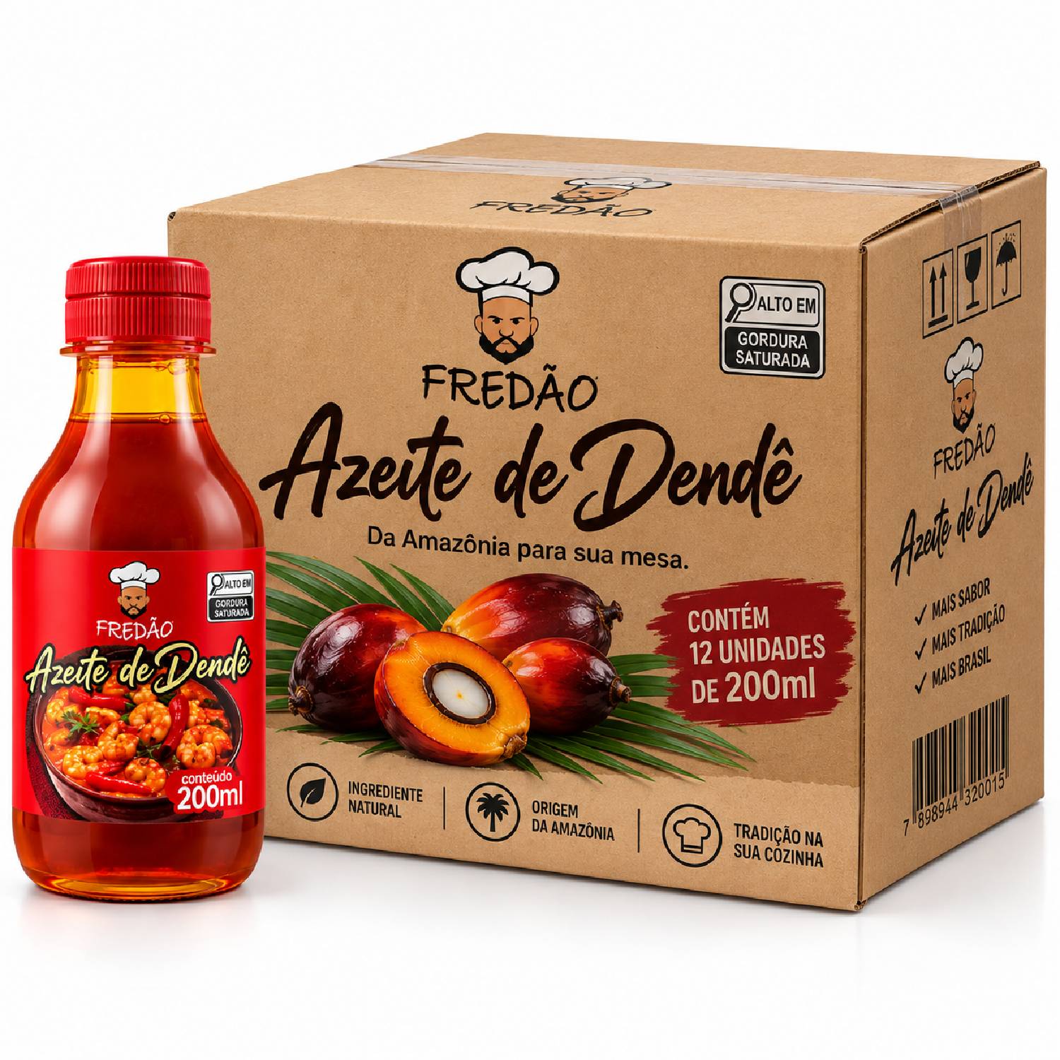 Kit 12 Azeite de Dendê Fredão 200ml Culinário