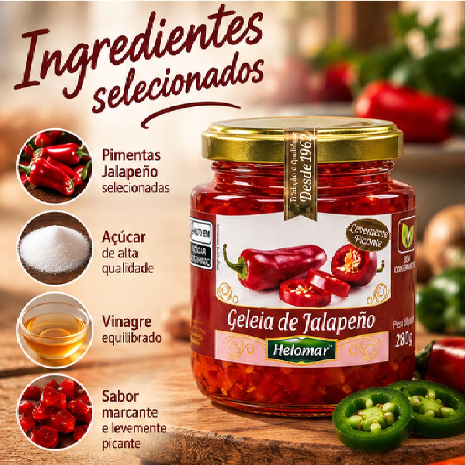 Geleia de Pimenta Jalapeno HELOMAR 280g foto 8