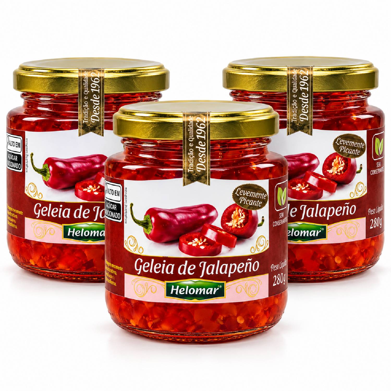 Kit 3 Geleia de Pimenta Jalapeno HELOMAR 280g